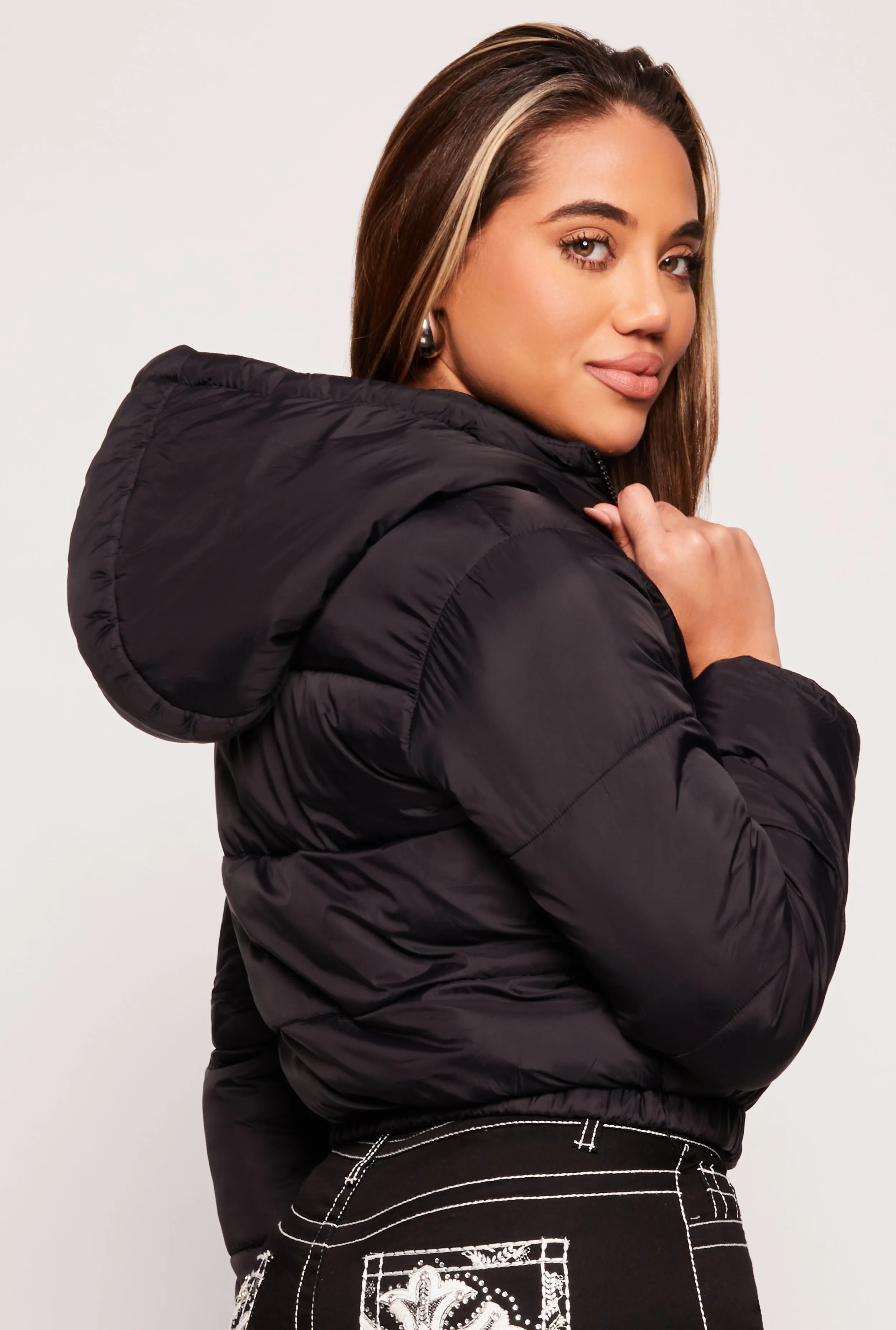 Zip Front Hooded Puffer Jacket sold by Rainbow product image thumbnail 3