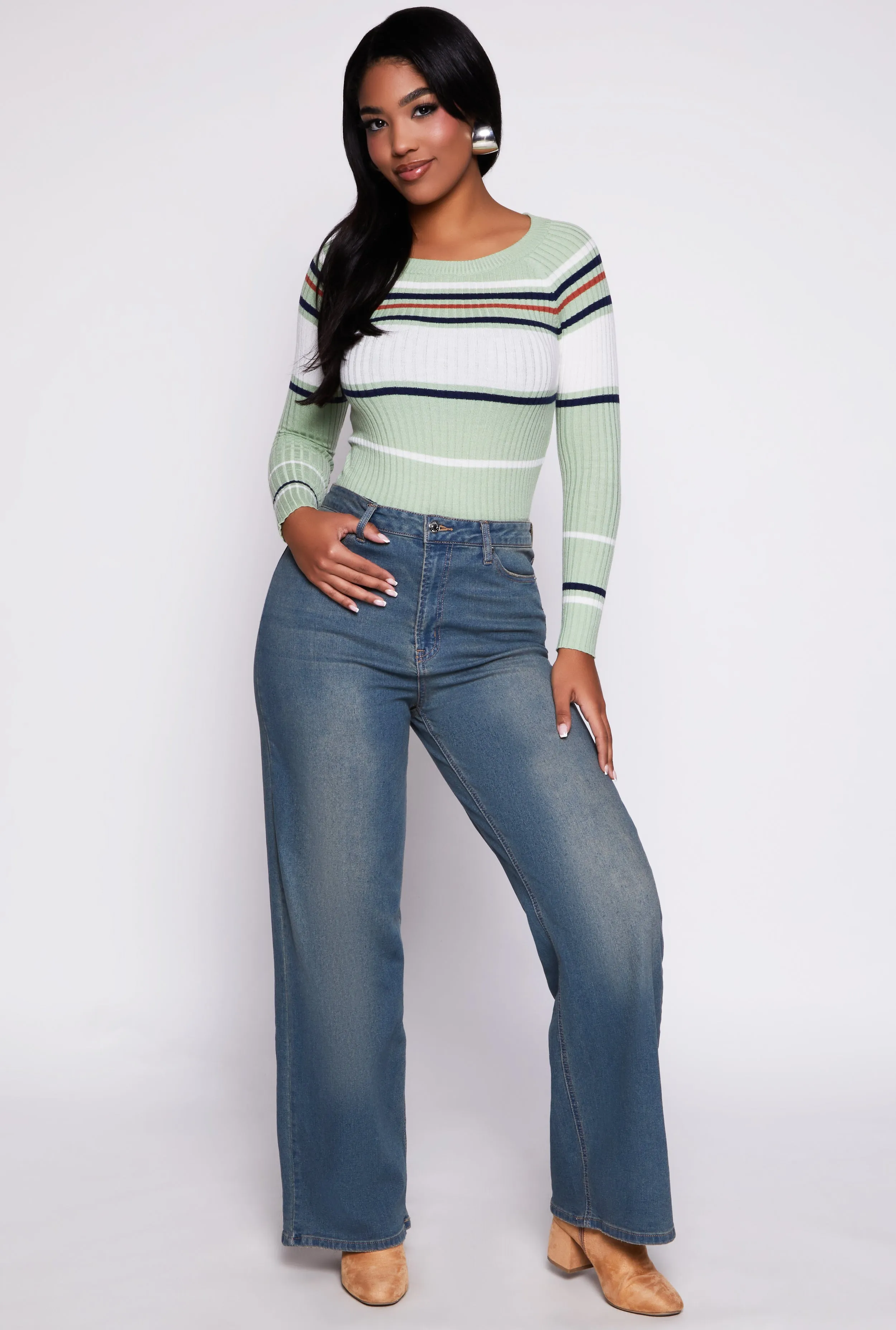 Ribbed Knit Striped Sweater sold by Rainbow product image thumbnail 2
