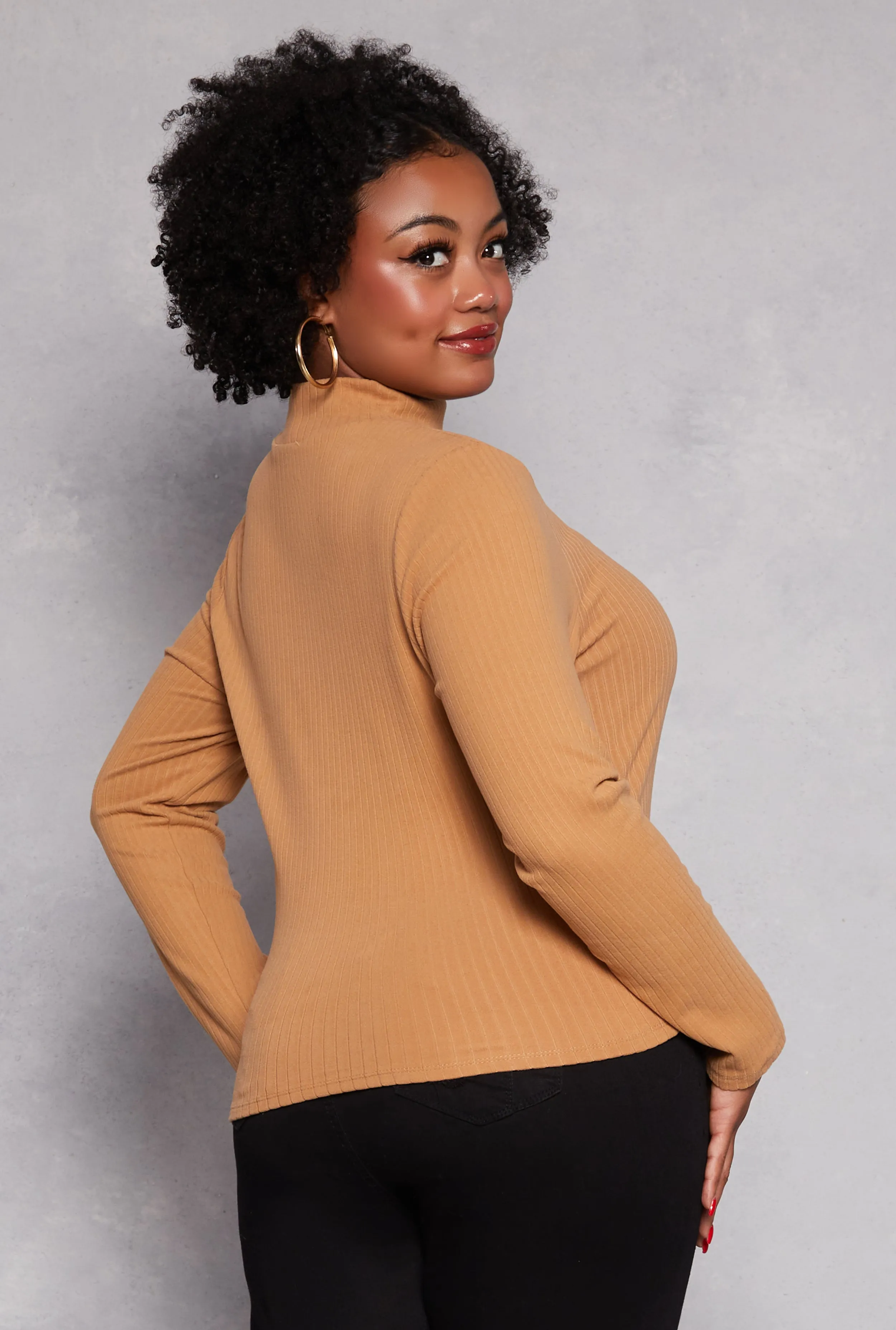 Plus Size Ribbed Knit Mock Neck Top sold by Rainbow product image thumbnail 3