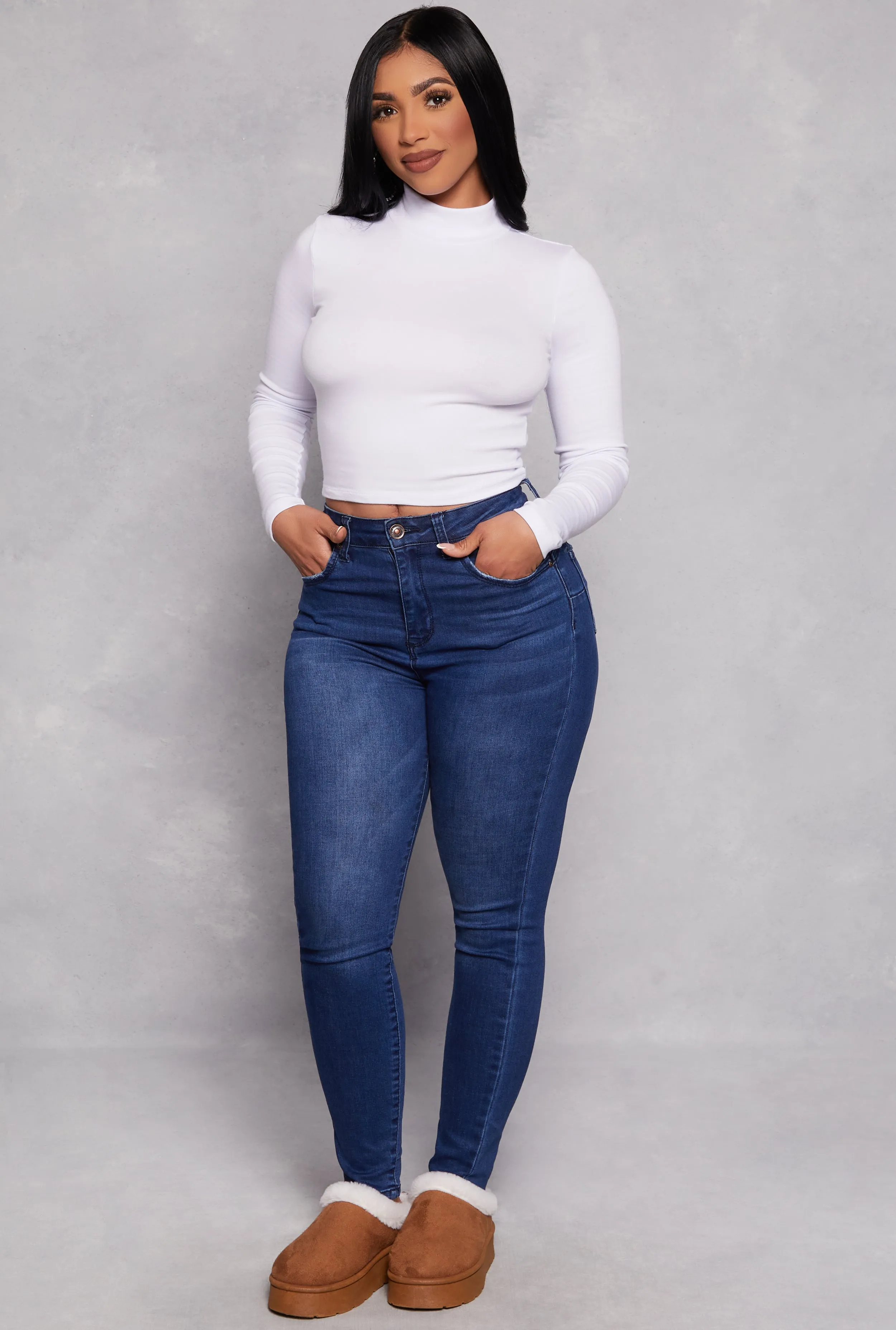 Mock Neck Long Sleeve Crop Top sold by Rainbow product image thumbnail 2