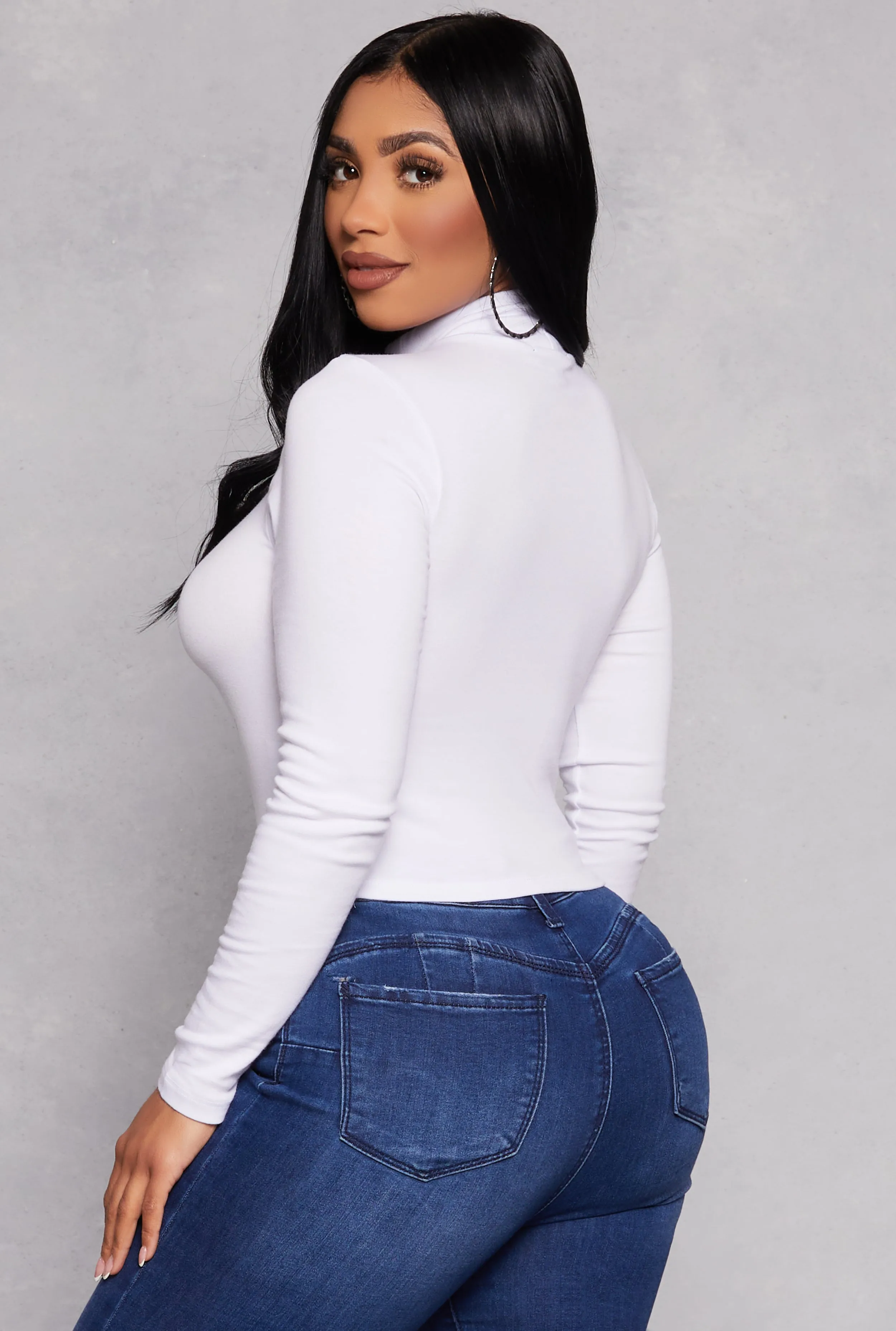 Mock Neck Long Sleeve Crop Top sold by Rainbow product image thumbnail 3