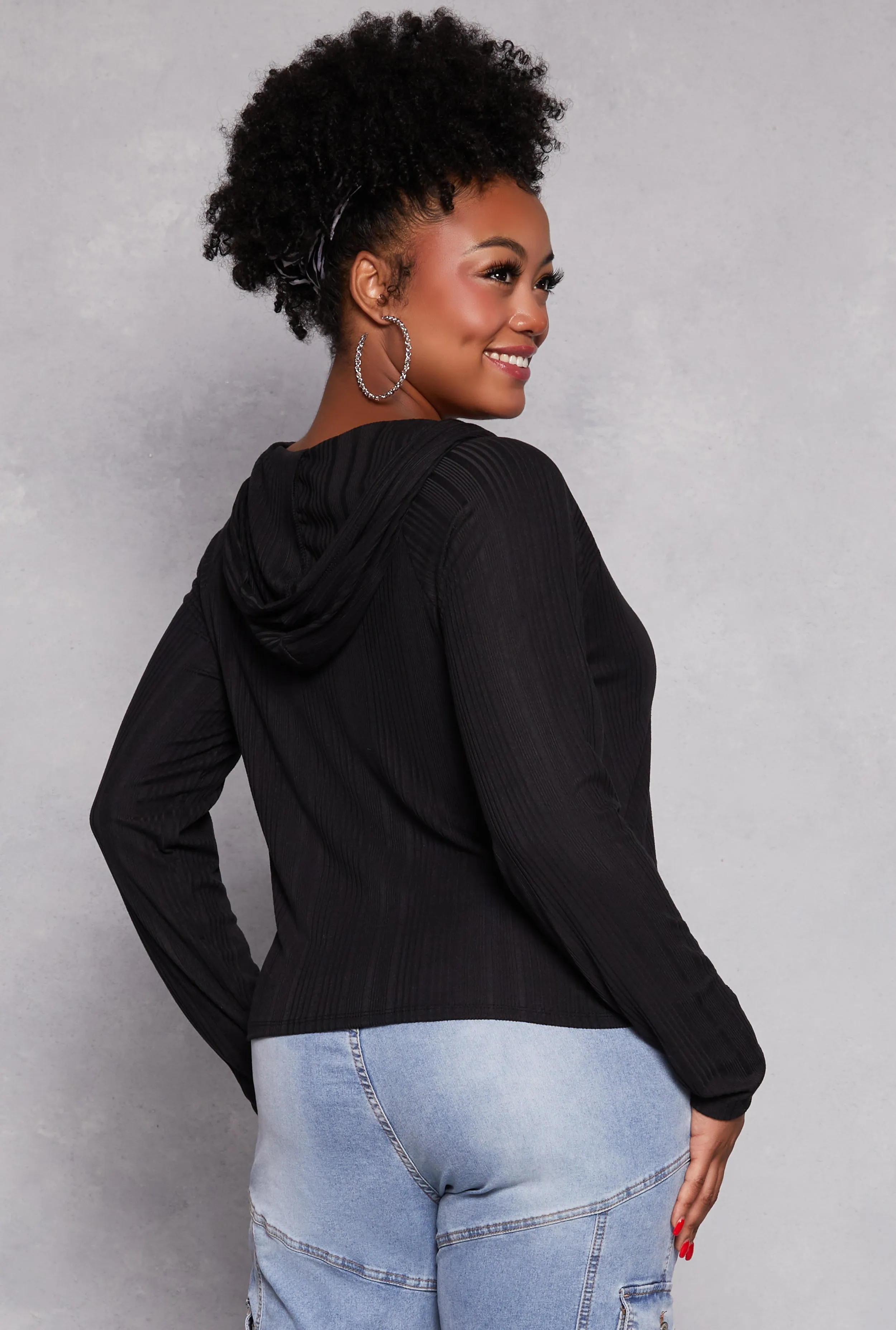 Plus Size Zipper Front Hooded Top sold by Rainbow product image thumbnail 3