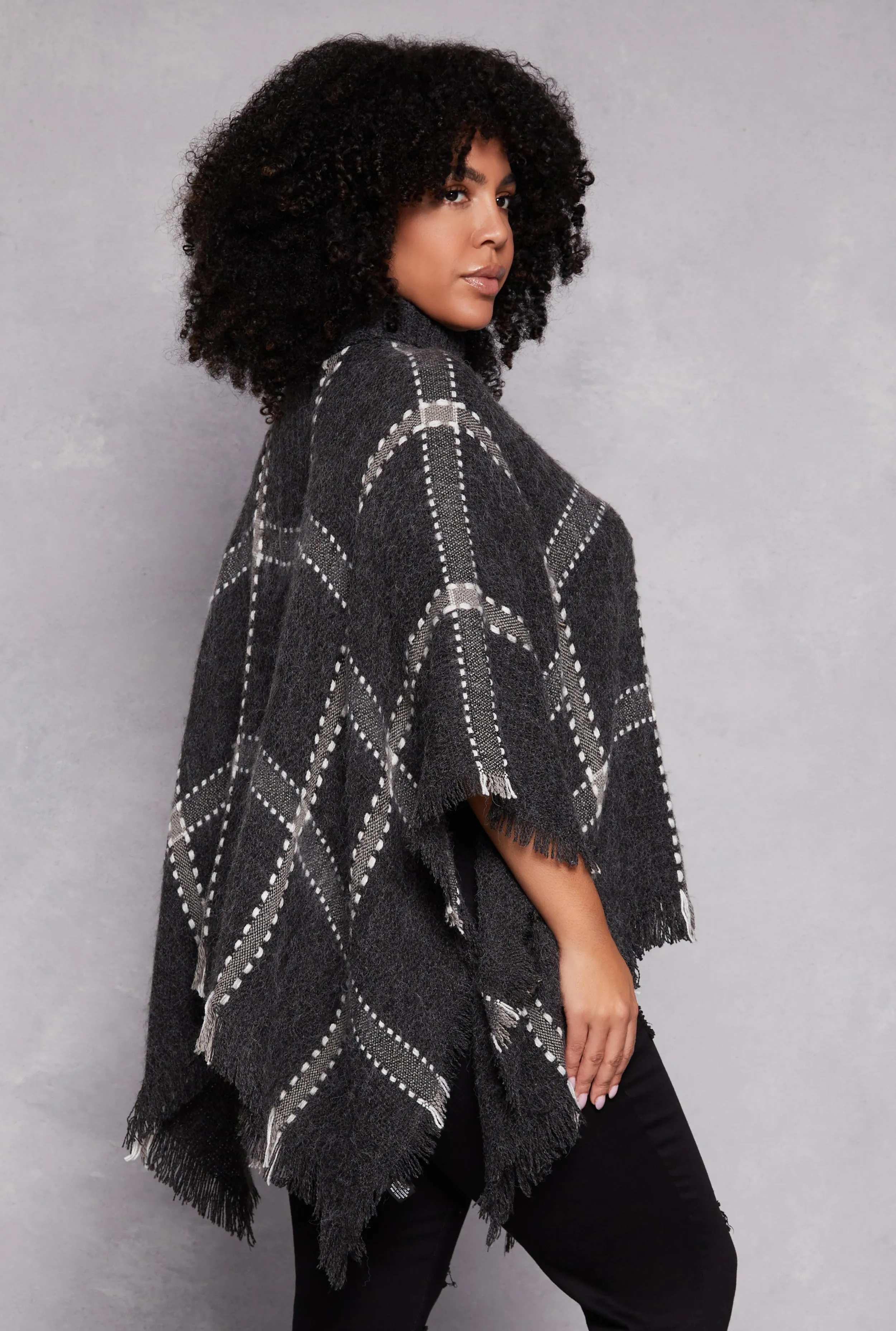 Brushed Knit Decorative Stitch Poncho sold by Rainbow product image thumbnail 2