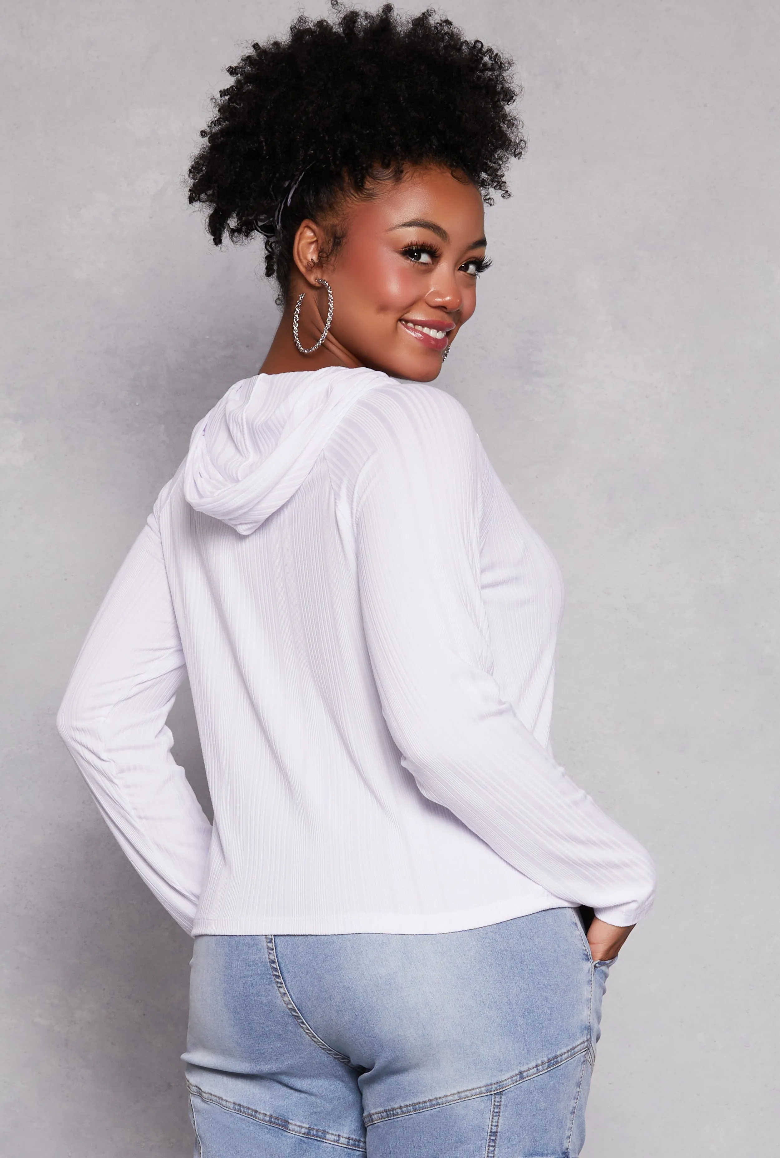 Plus Size Zipper Front Hooded Top sold by Rainbow product image thumbnail 3