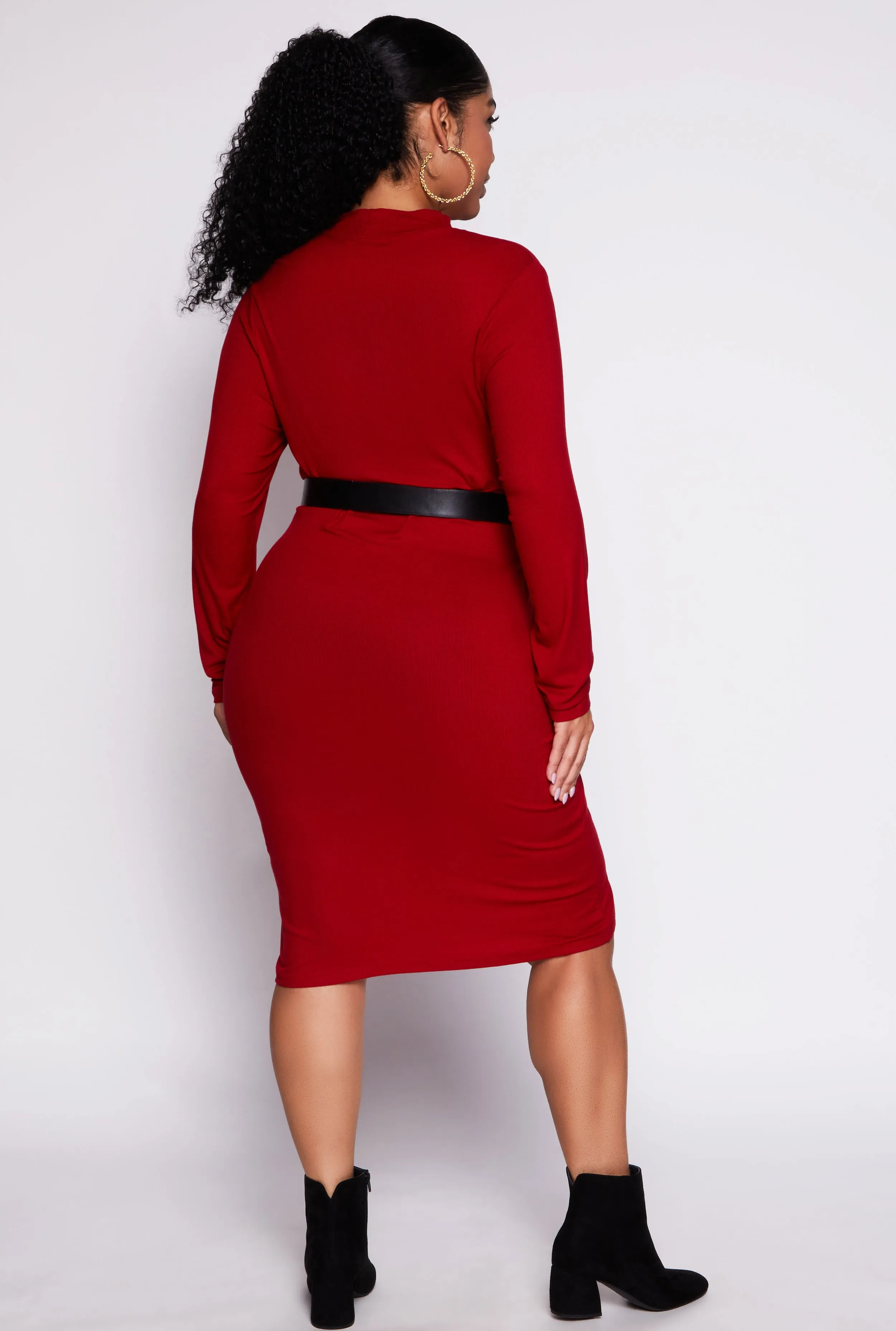 Plus Size Mock Neck Long Sleeve Dress sold by Rainbow product image thumbnail 3