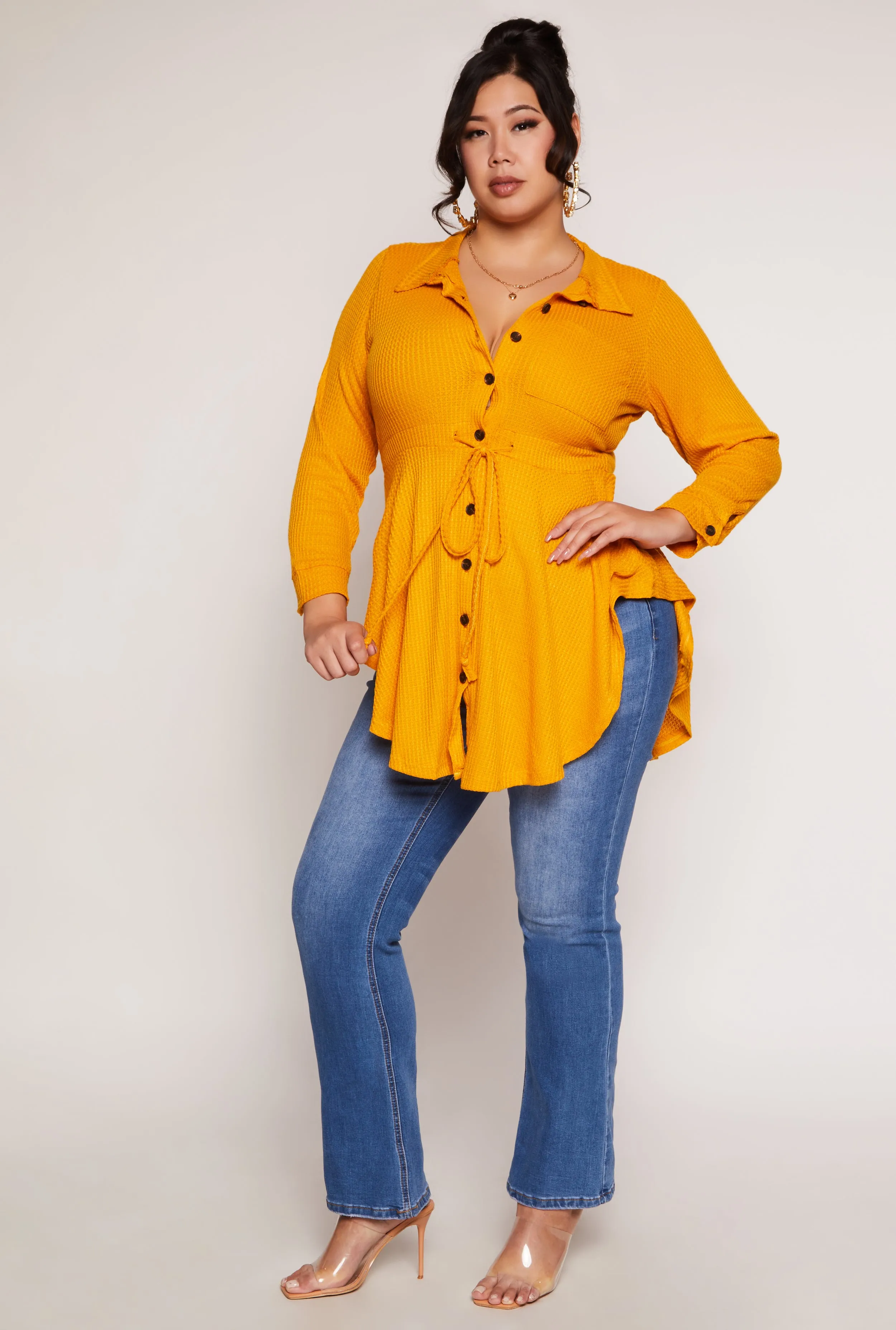 Plus Size Button Front Peplum Top sold by Rainbow product image thumbnail 2