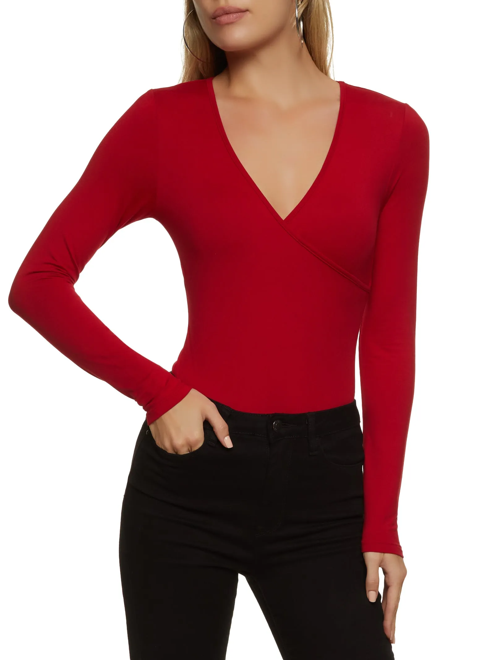 Body Contour Faux Wrap Long Sleeve Bodysuit sold by Rainbow product image thumbnail 2