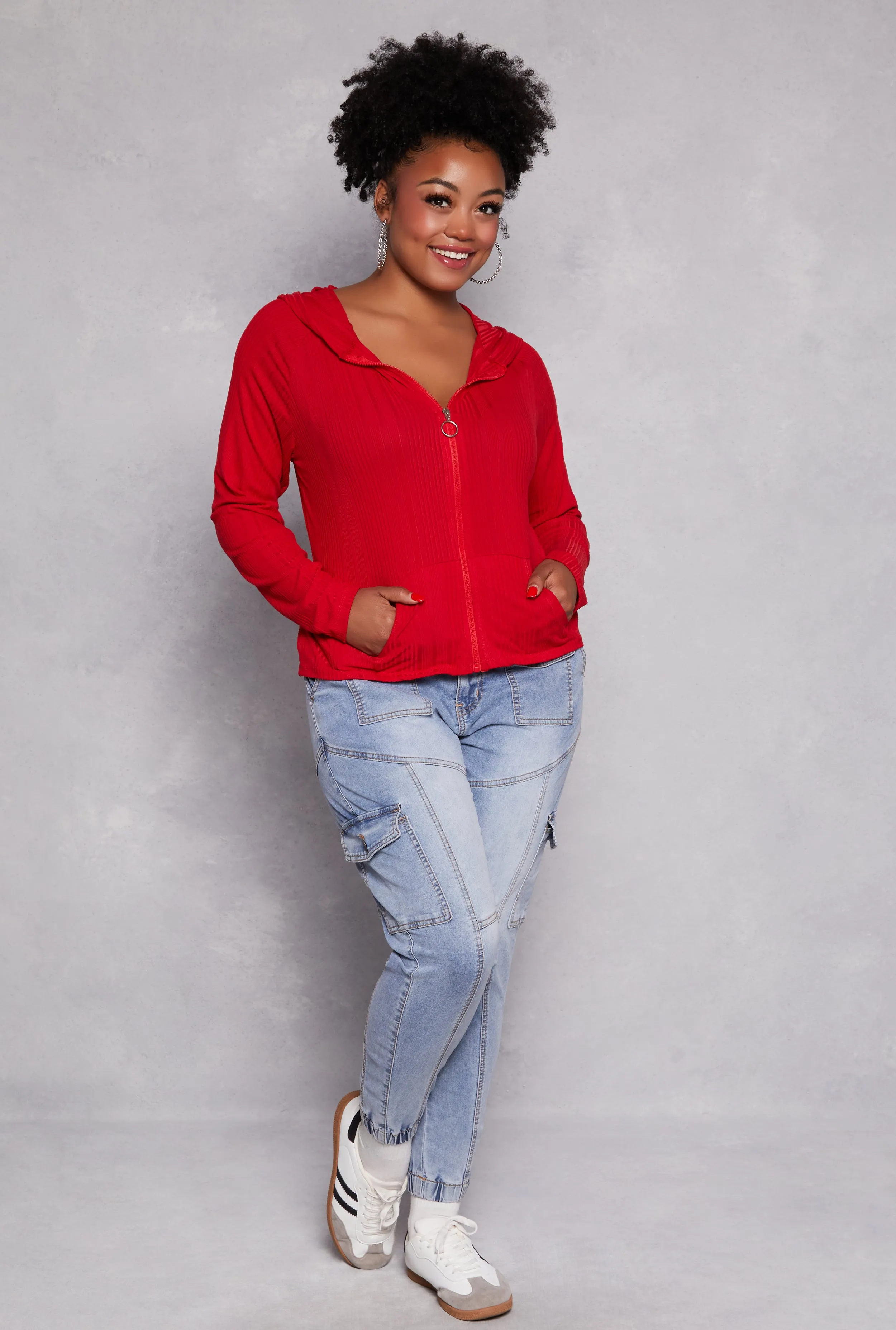 Plus Size Zipper Front Hooded Top sold by Rainbow product image thumbnail 2