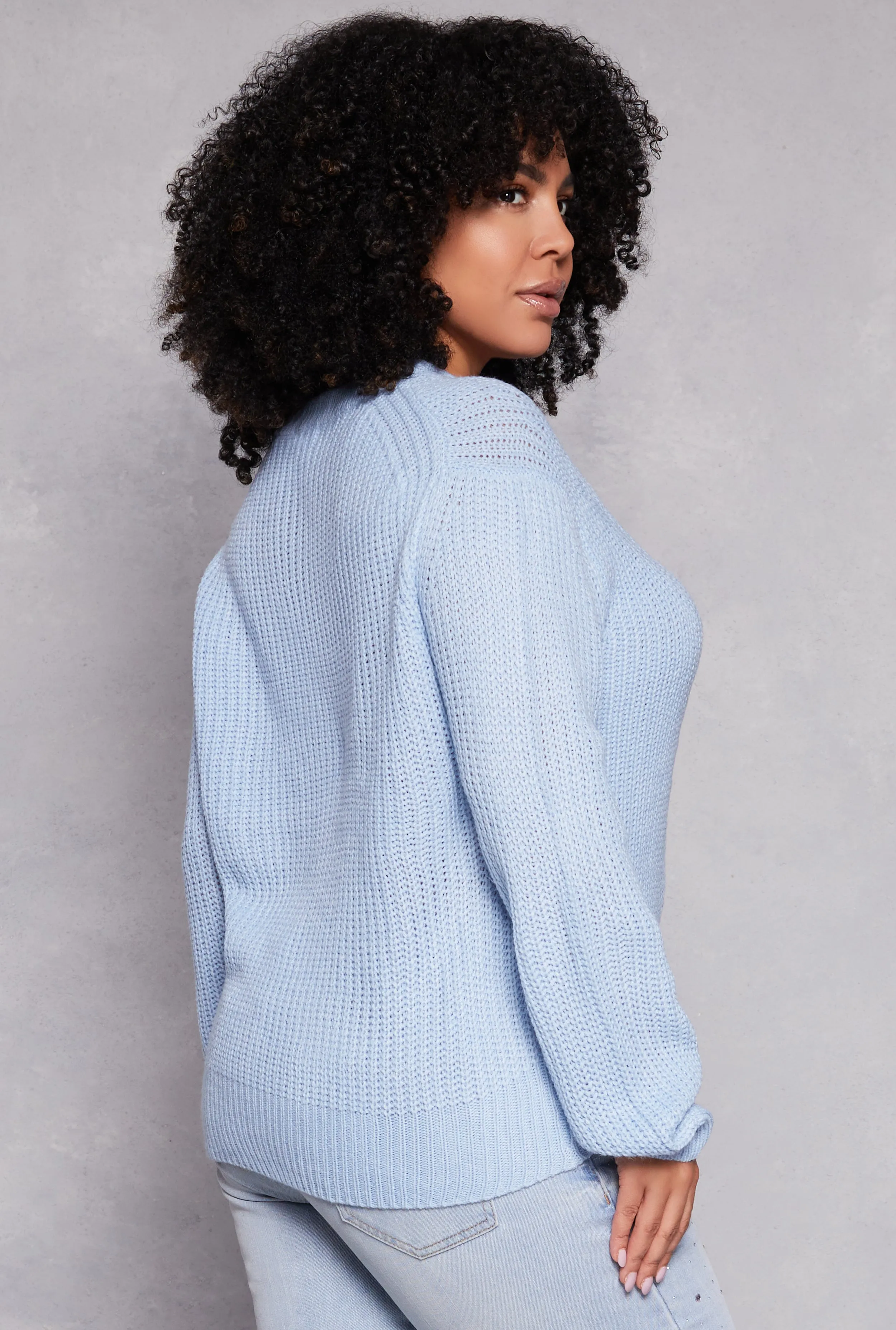 Plus Size Pointelle Knit Crew Neck Sweater sold by Rainbow product image thumbnail 3