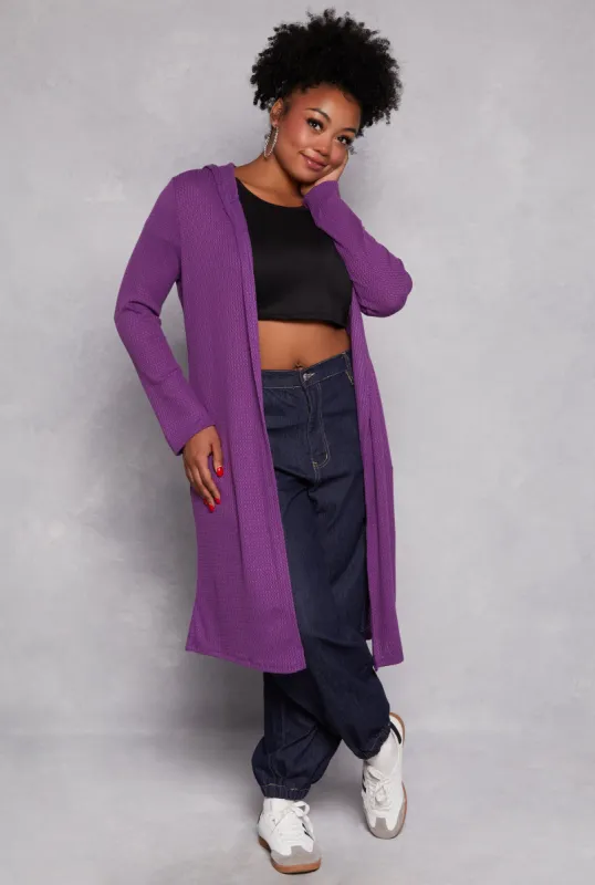 Plus Size Waffle Knit Hooded Duster sold by Rainbow