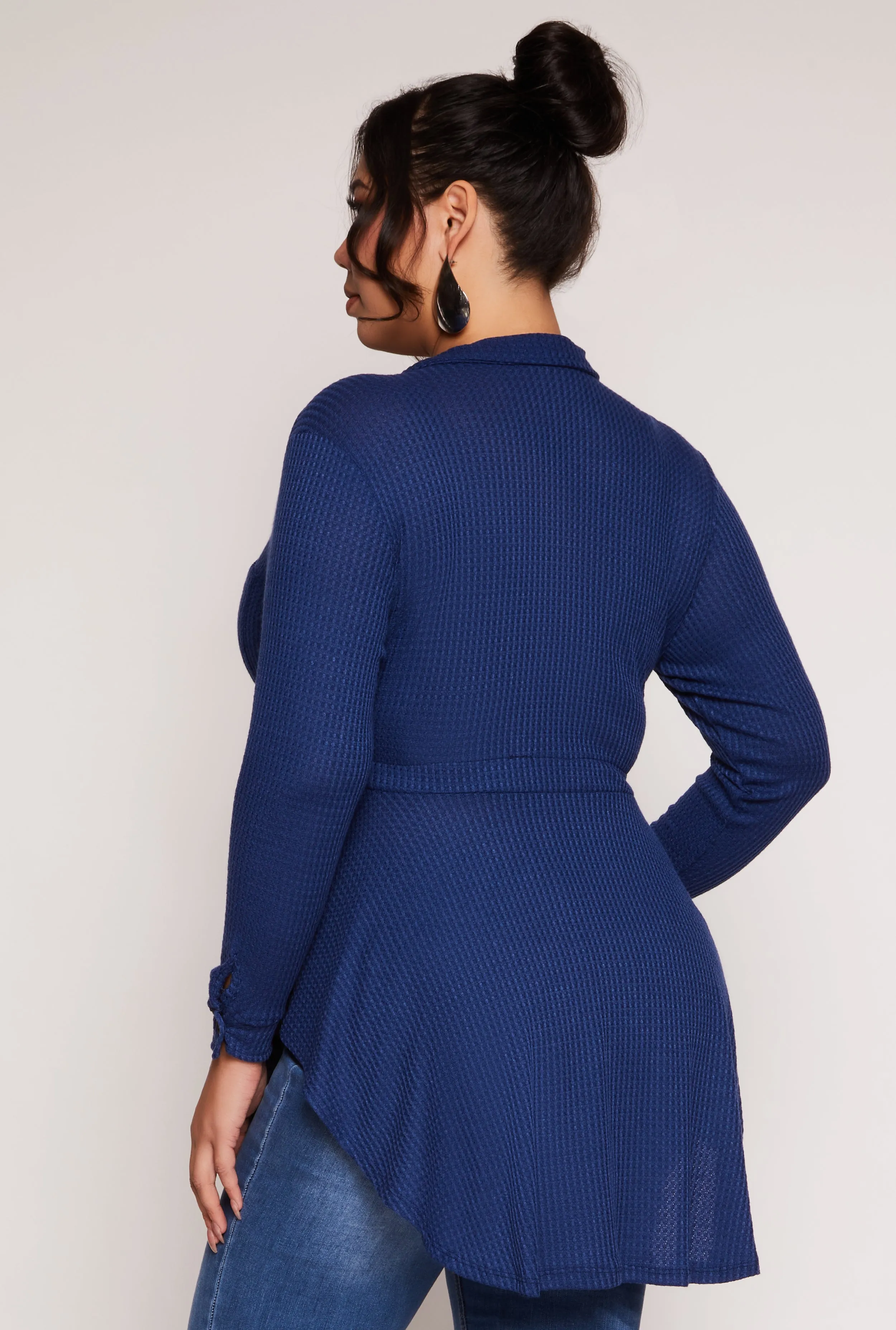 Plus Size Button Front Peplum Top sold by Rainbow product image thumbnail 3