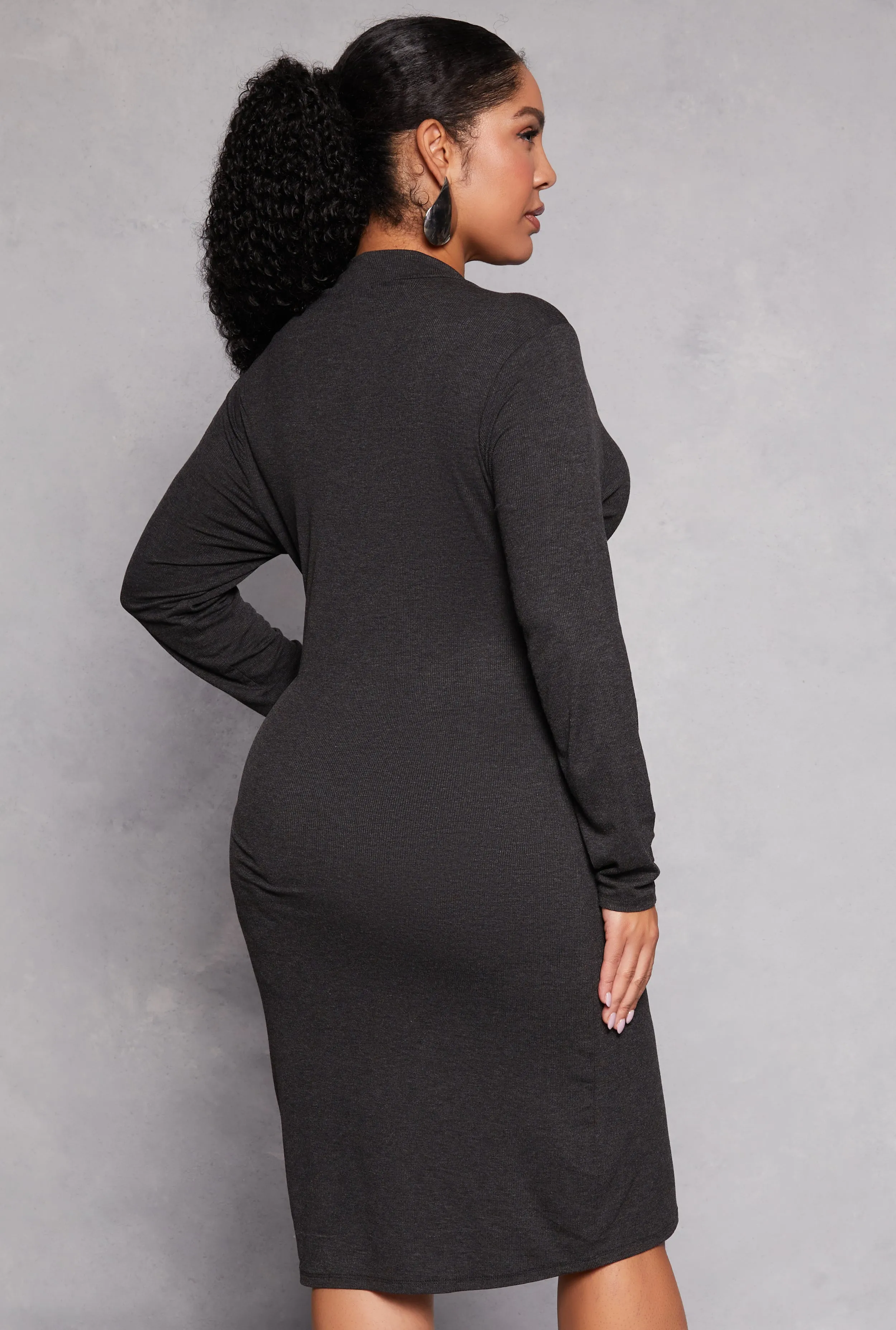 Plus Size Mock Neck Long Sleeve Dress sold by Rainbow product image thumbnail 3
