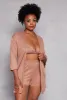 Plus Size Lace Trim Pajama Bralette and Shorts with Robe sold by Rainbow
