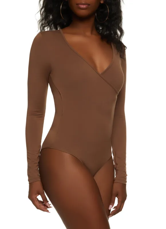 Body Contour Faux Wrap Long Sleeve Bodysuit sold by Rainbow
