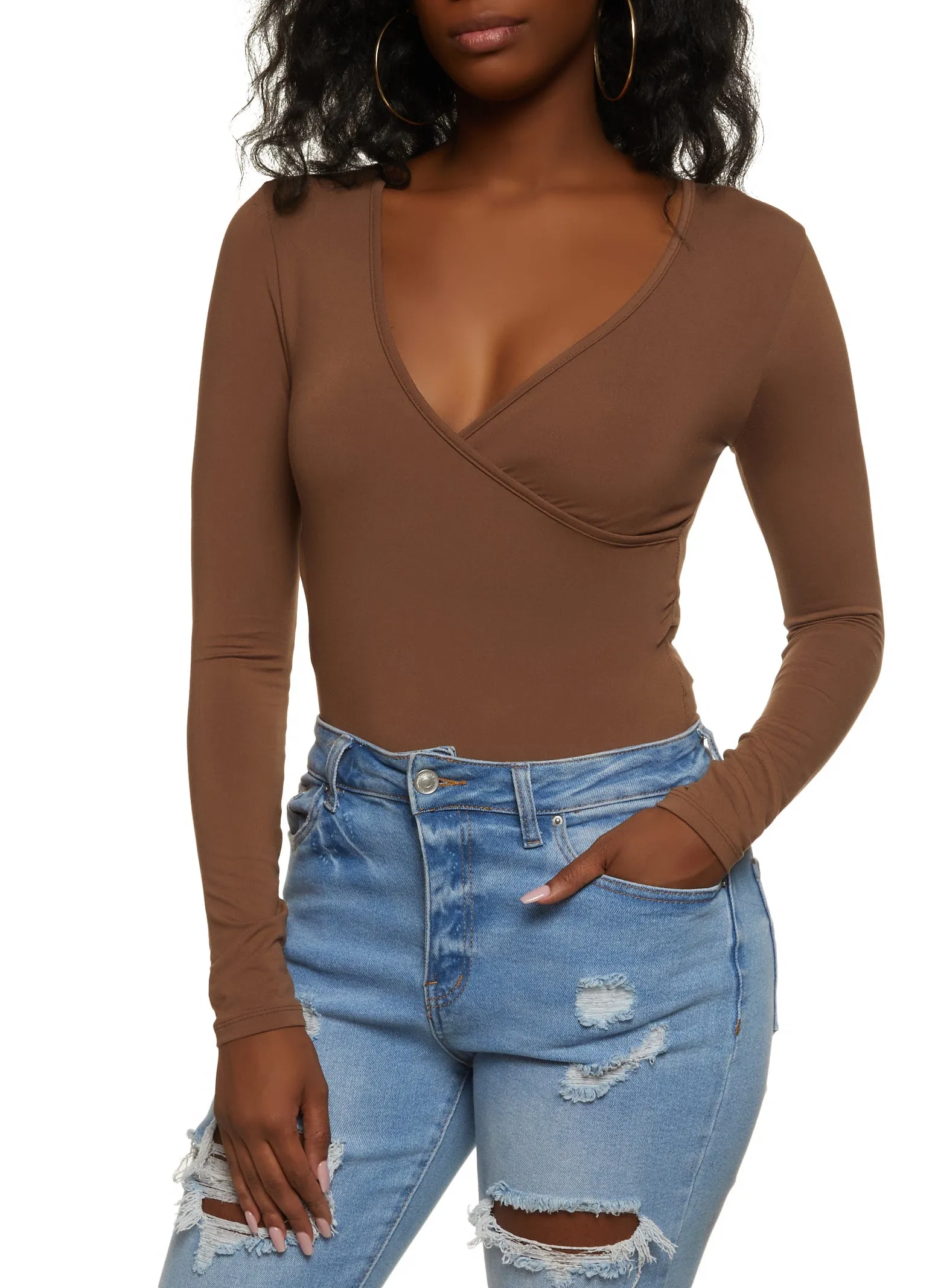 Body Contour Faux Wrap Long Sleeve Bodysuit sold by Rainbow product image thumbnail 2