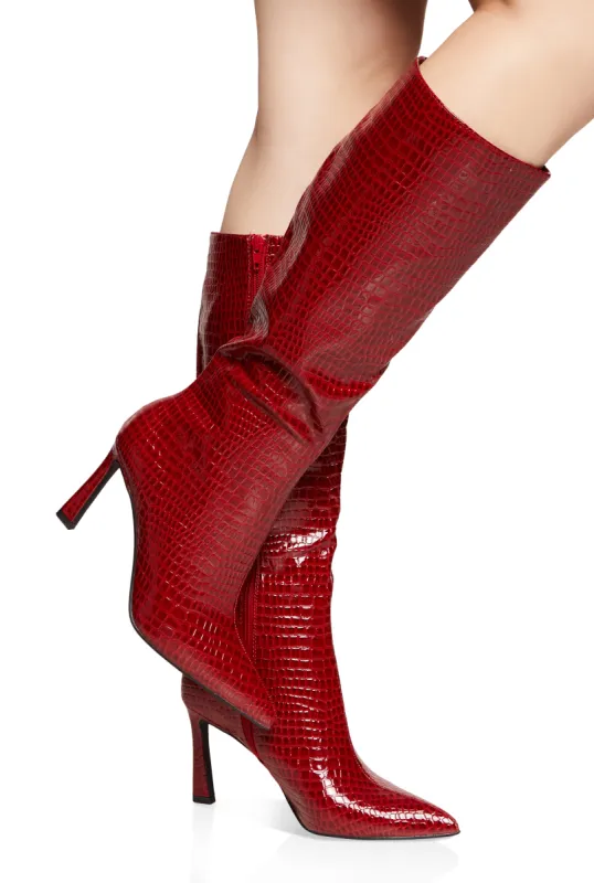 Pointed Toe Side Zip High Heel Boots sold by Rainbow
