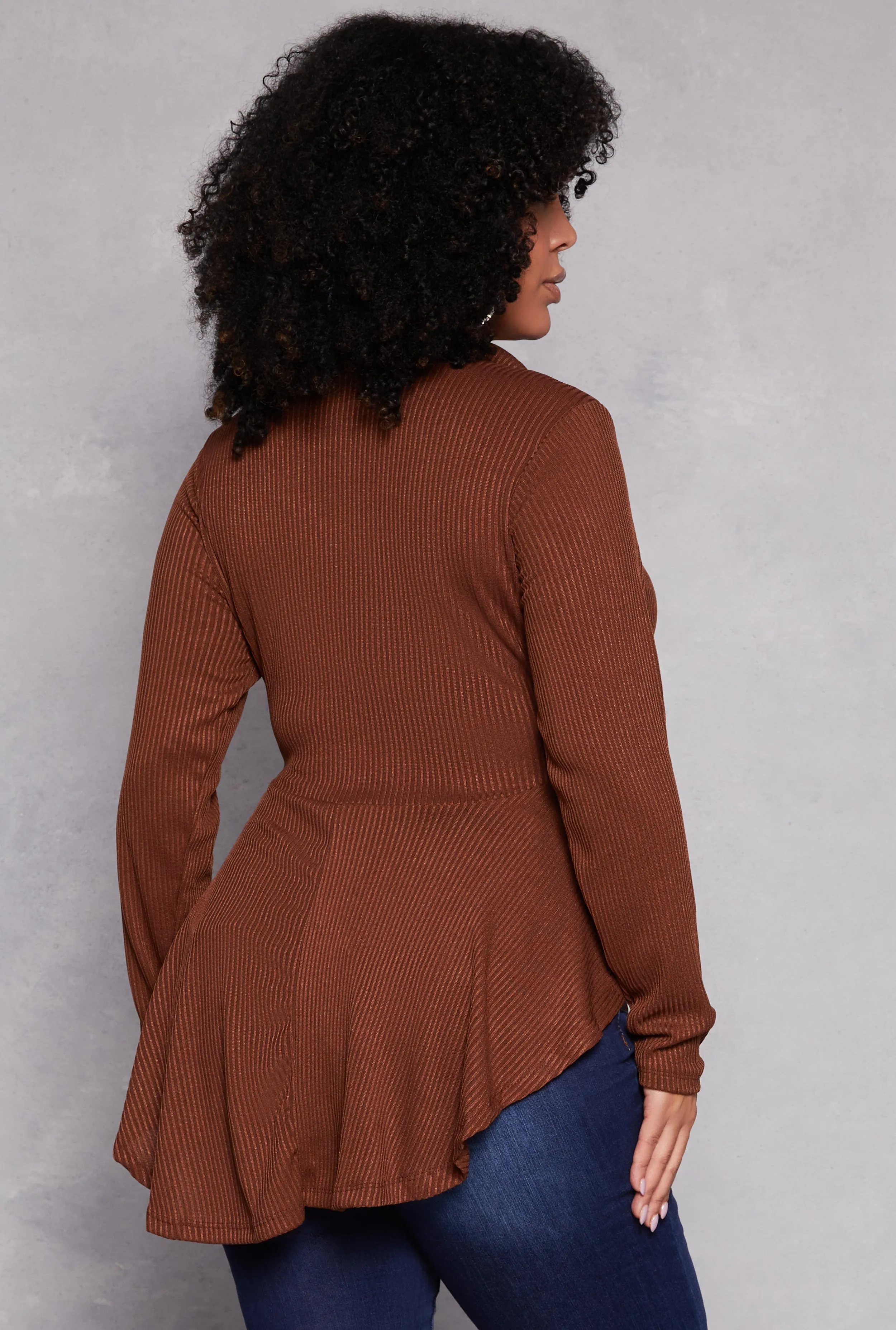 Plus Size Half Zip Peplum Top sold by Rainbow product image thumbnail 3