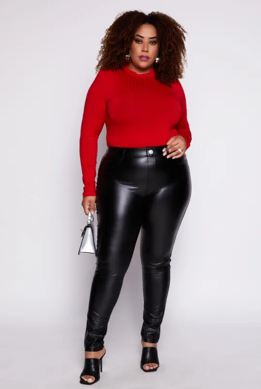 Plus Size Faux Leather High Waist Pants sold by Rainbow