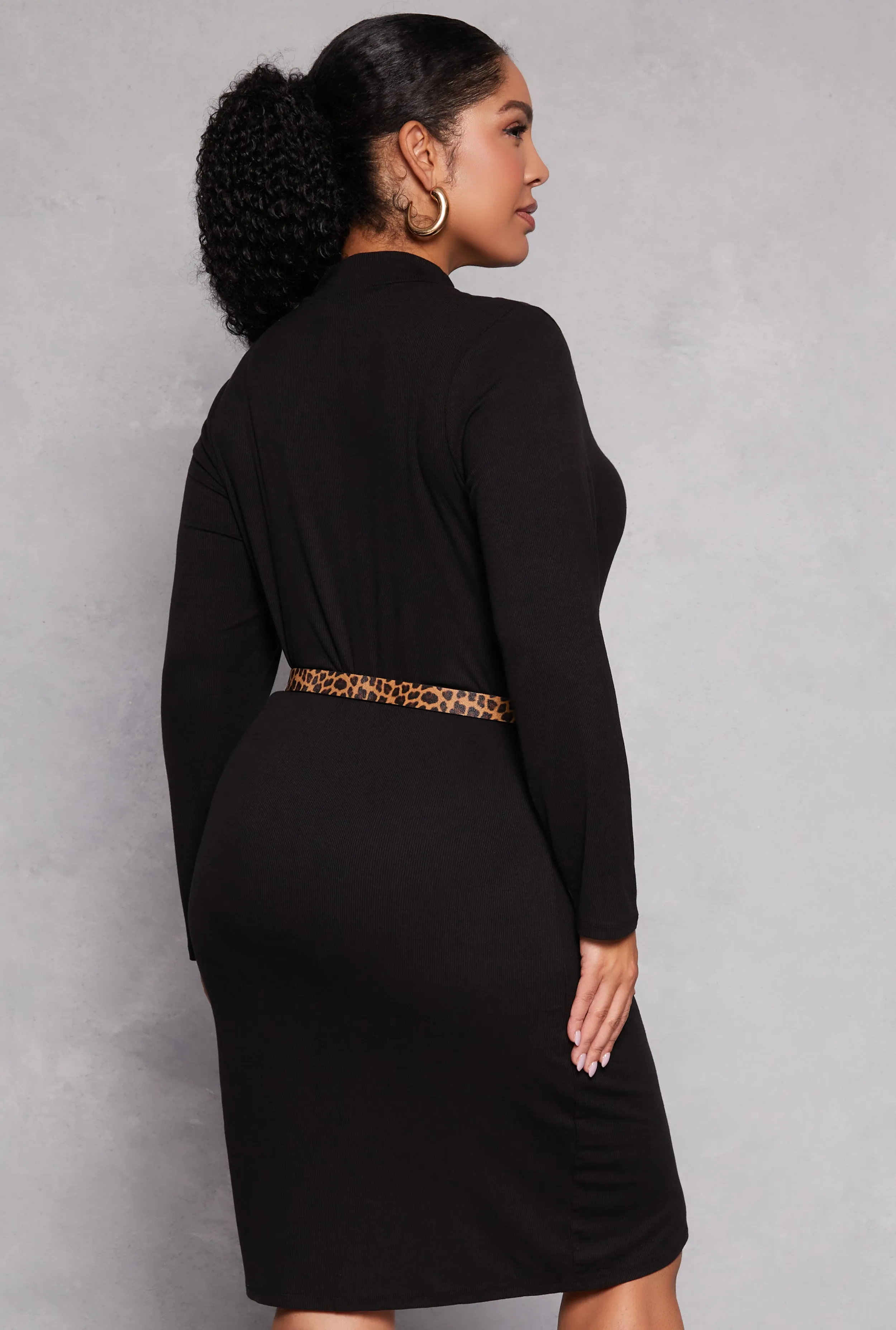 Plus Size Mock Neck Long Sleeve Dress sold by Rainbow product image thumbnail 3