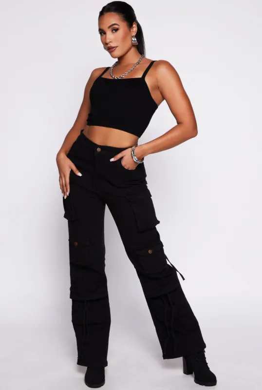 Daisy Denim High Waisted Cargo Pants sold by Rainbow