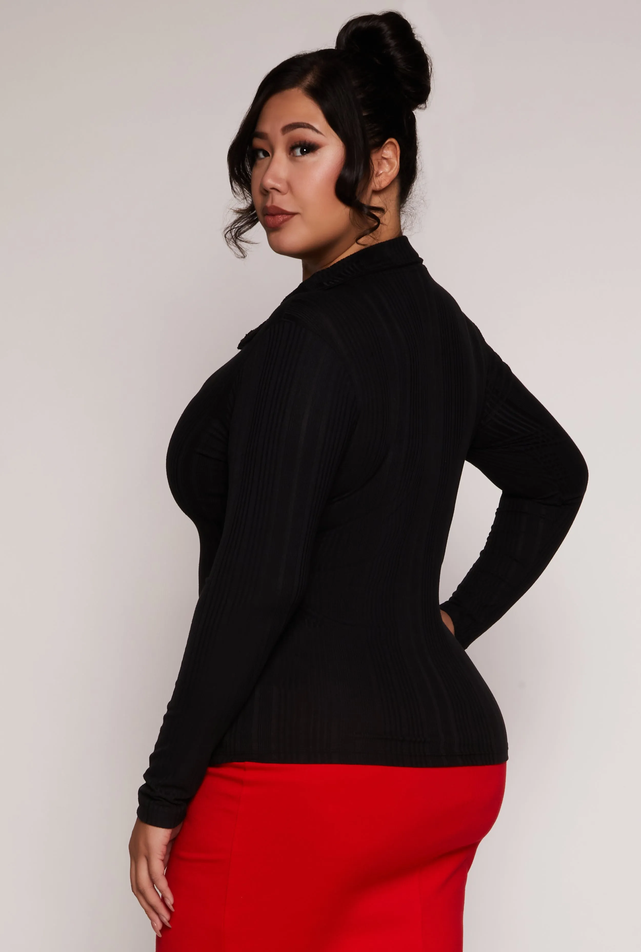 Plus Size Ribbed Knit Button Front Top sold by Rainbow product image thumbnail 3
