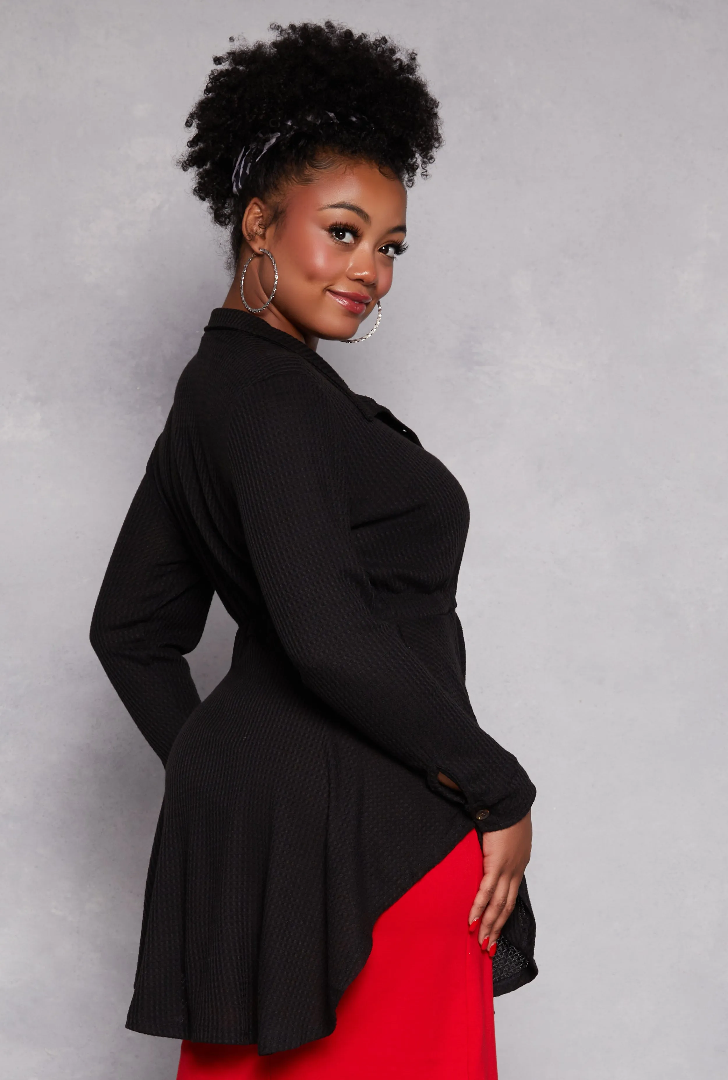 Plus Size Button Front Peplum Top sold by Rainbow product image thumbnail 3