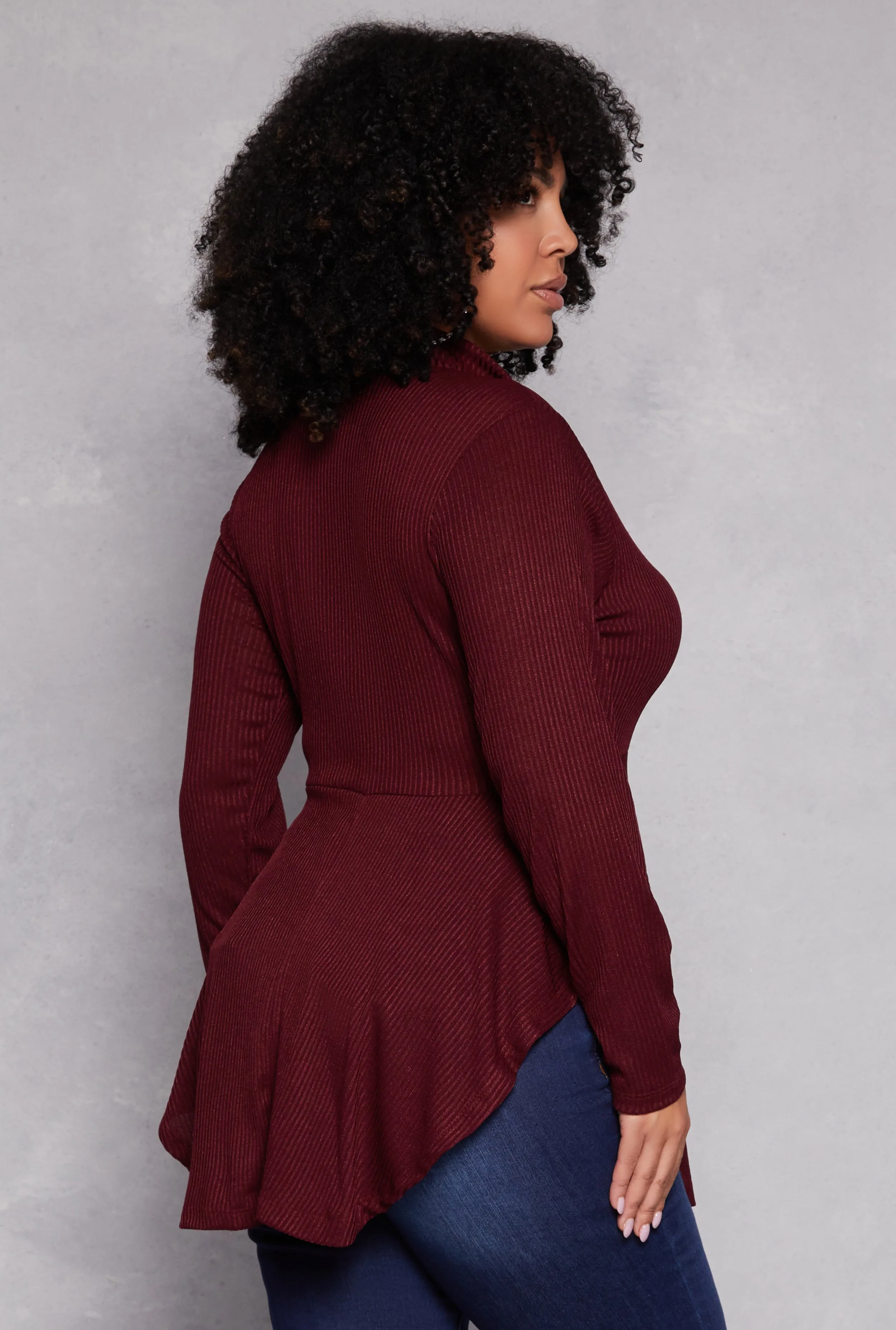 Plus Size Half Zip Peplum Top sold by Rainbow product image thumbnail 3