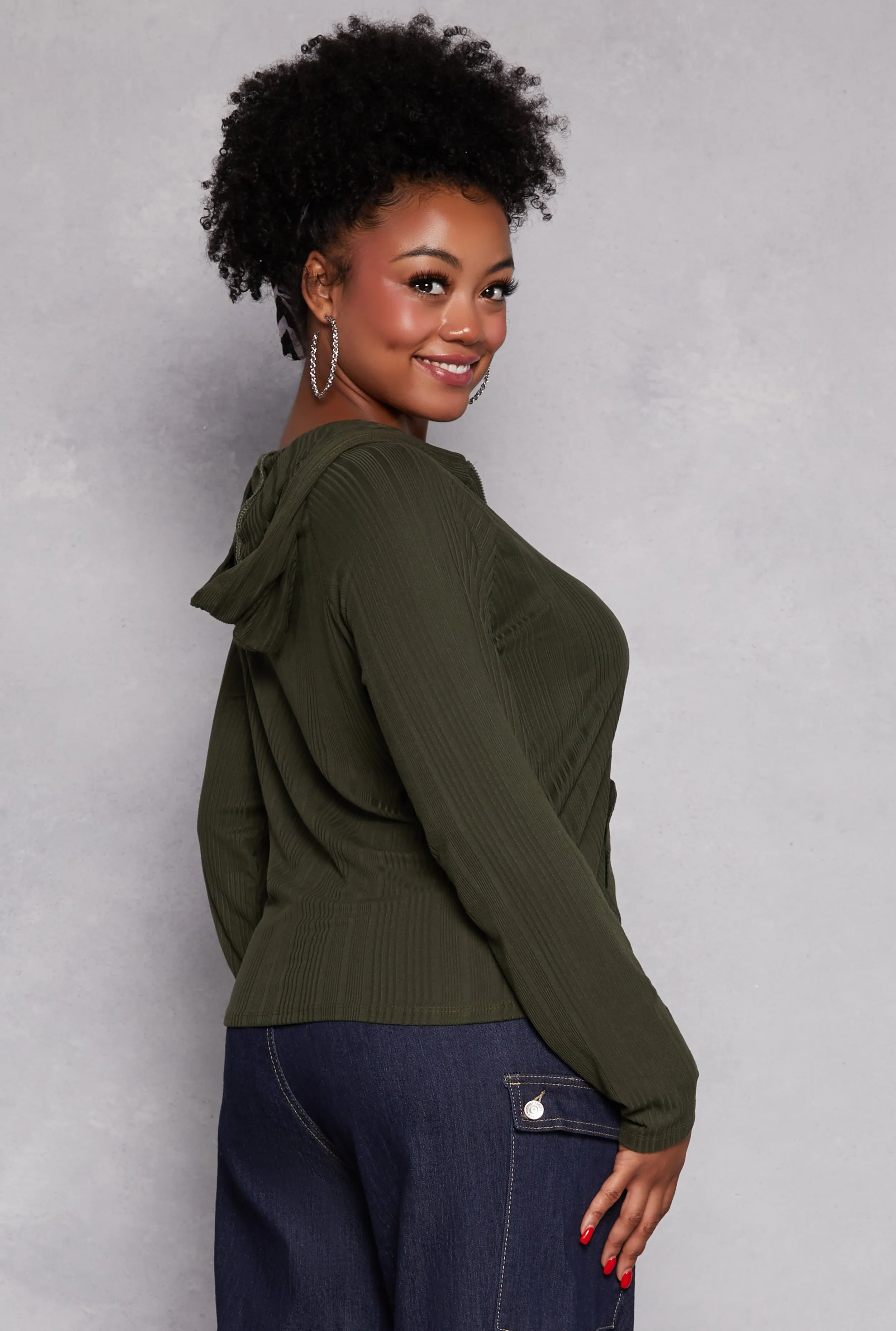 Plus Size Zipper Front Hooded Top sold by Rainbow product image thumbnail 3