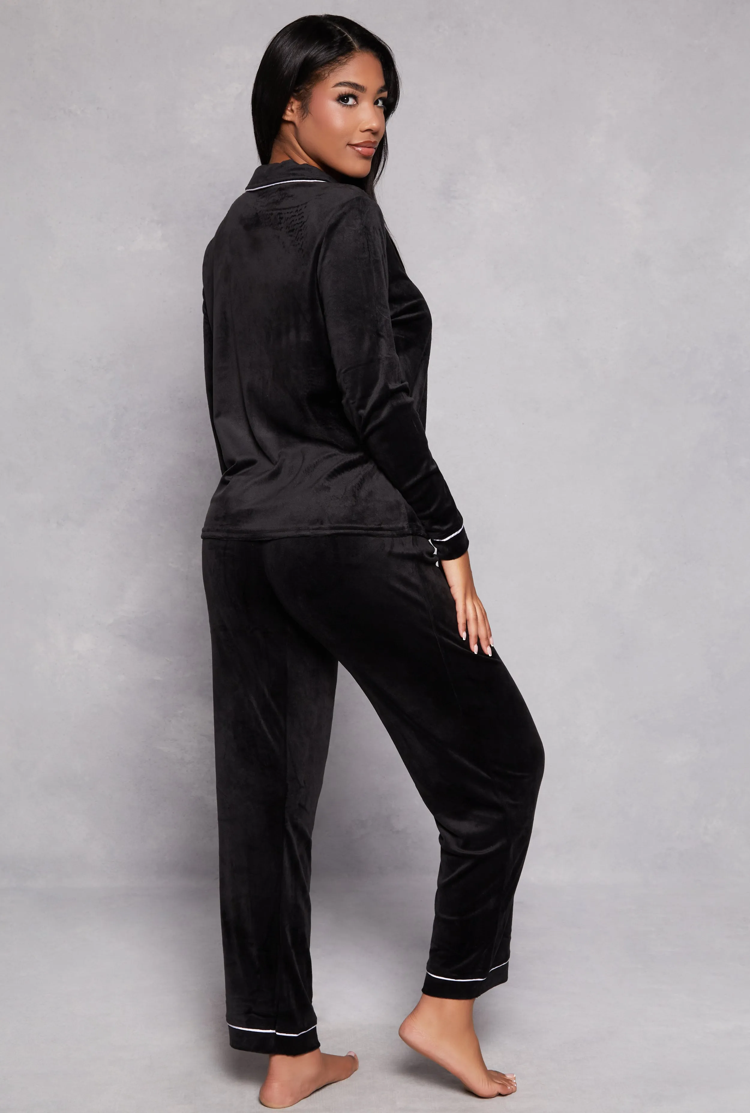 Velour Notch Collar Pajama Shirt and Pants sold by Rainbow product image thumbnail 2