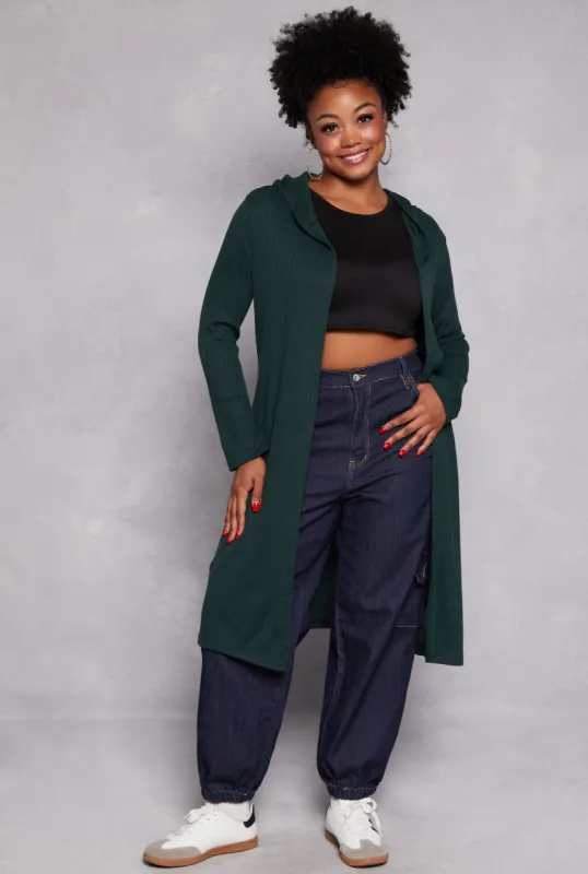 Plus Size Waffle Knit Hooded Duster sold by Rainbow