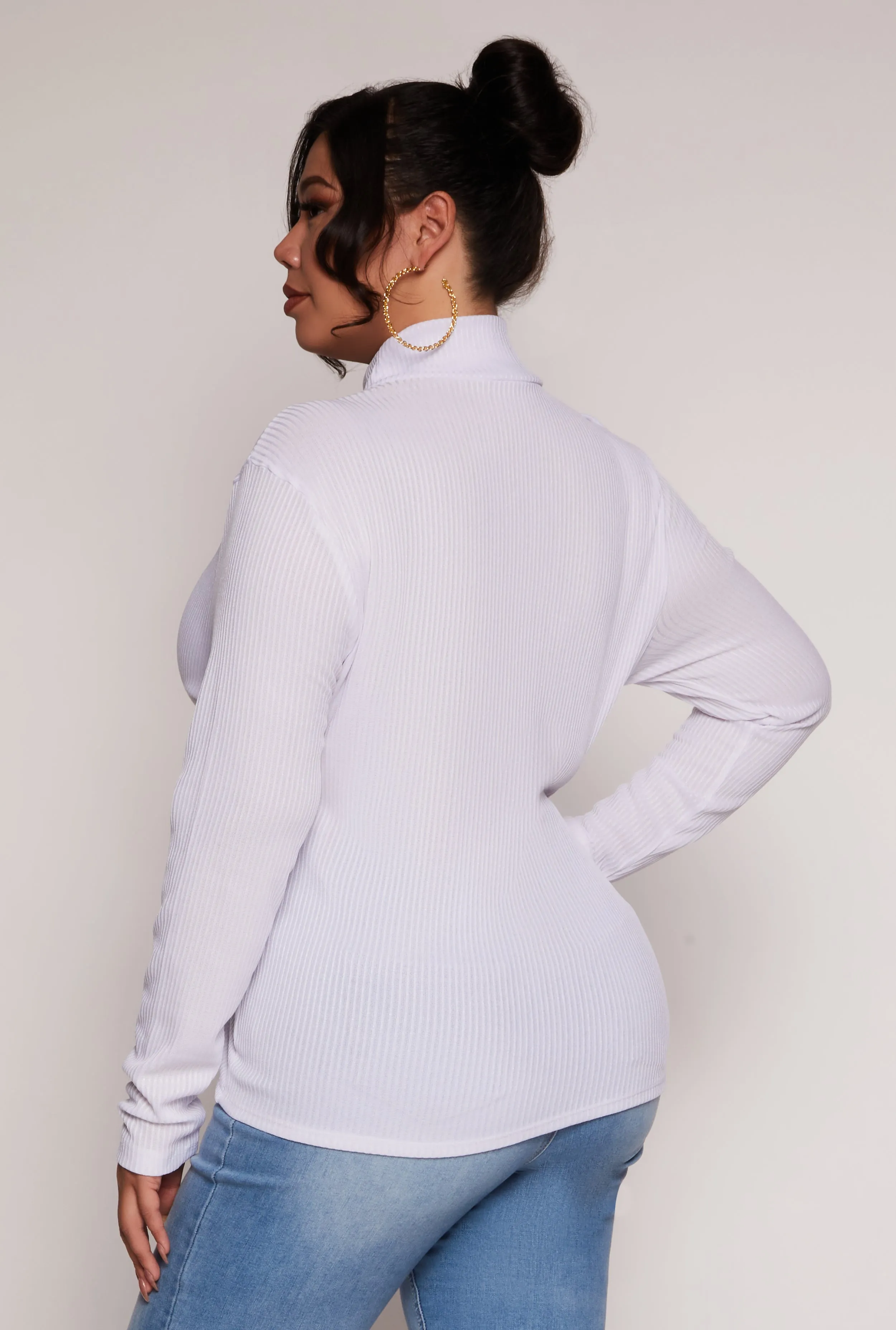 Plus Size Button Detail Mock Neck Top sold by Rainbow product image thumbnail 3