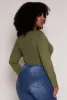 Plus Size Mock Neck Long Sleeve Bodysuit sold by Rainbow