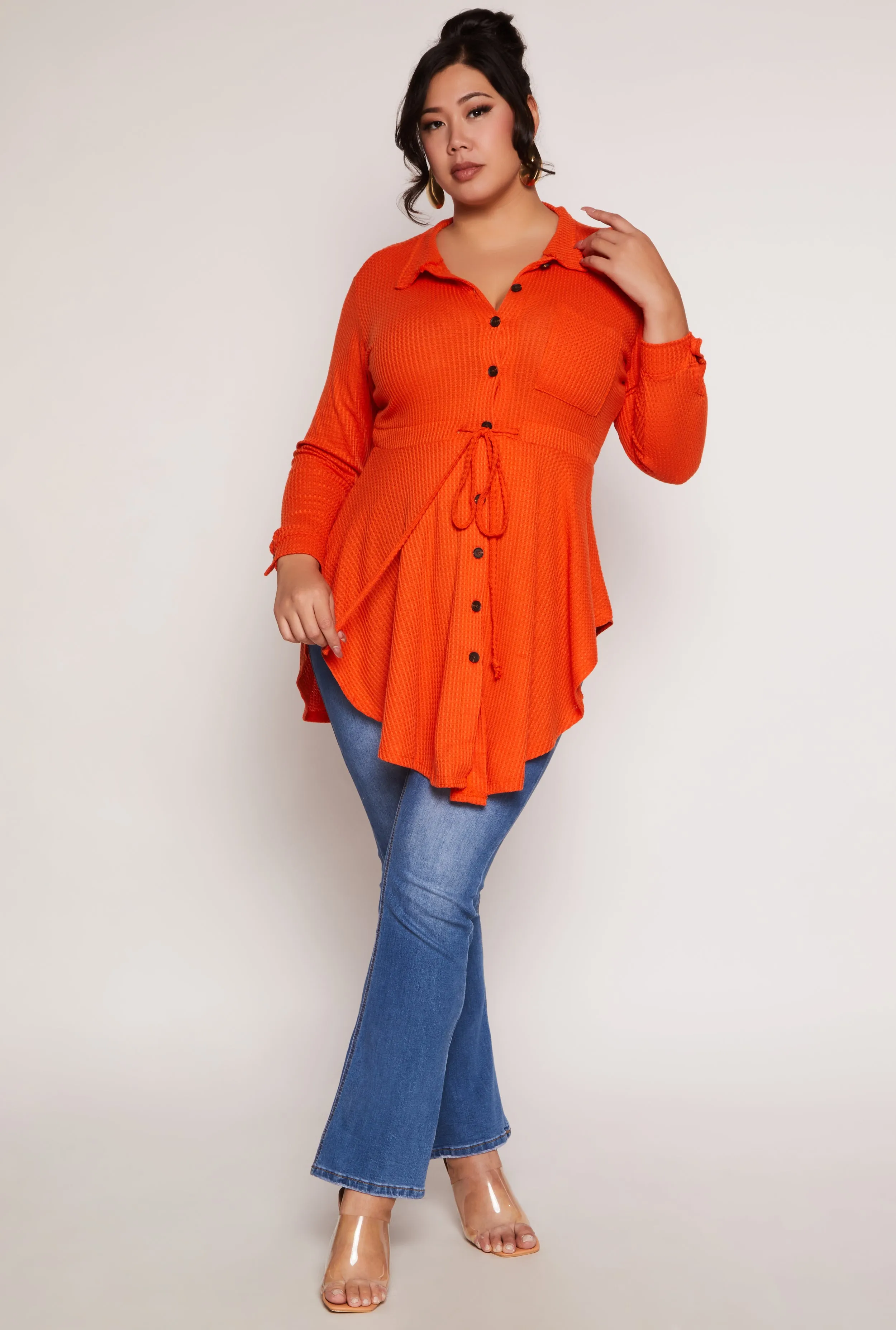 Plus Size Button Front Peplum Top sold by Rainbow product image thumbnail 2
