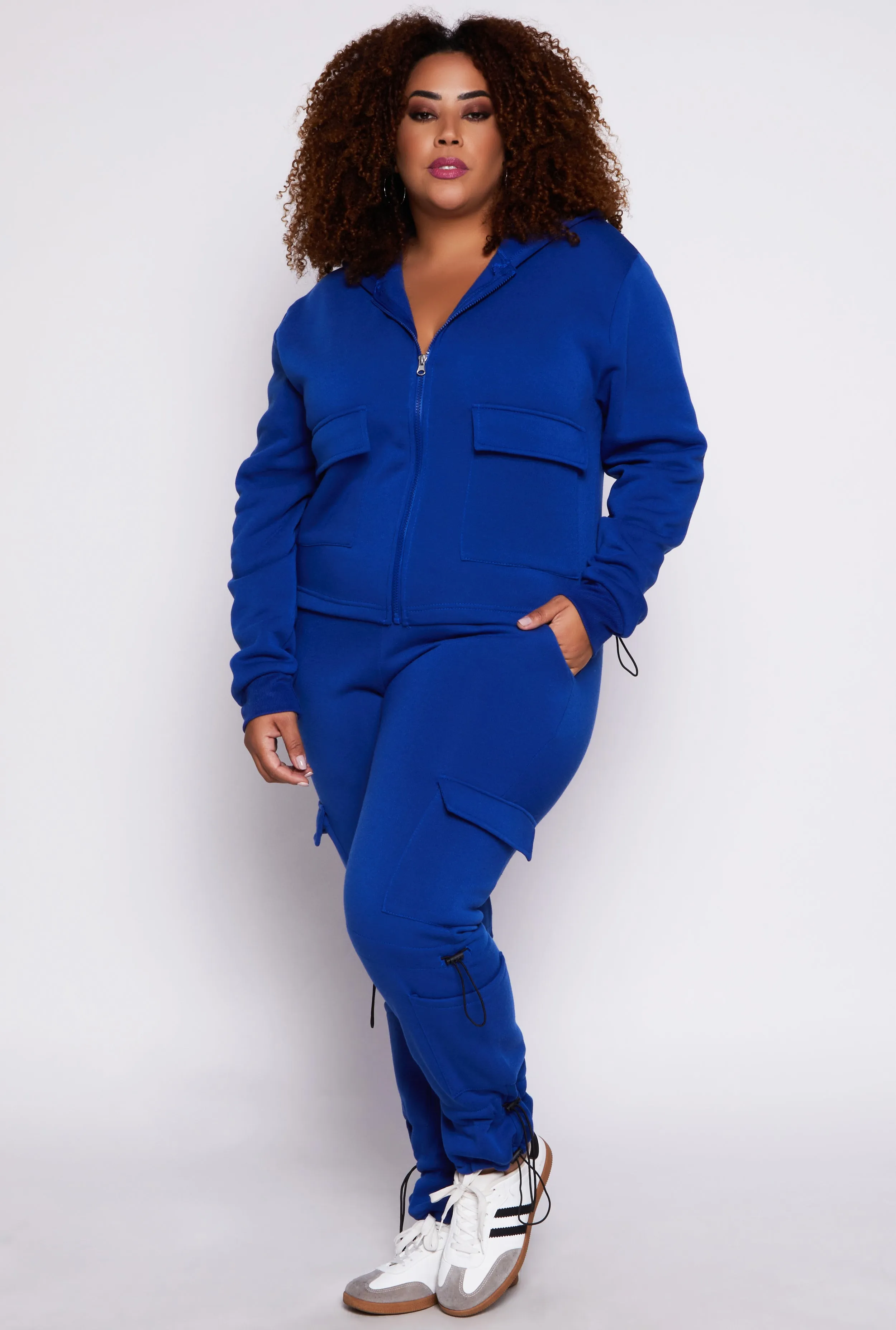 Plus Size Fleece Cargo Pocket Zip Hoodie sold by Rainbow product image thumbnail 2