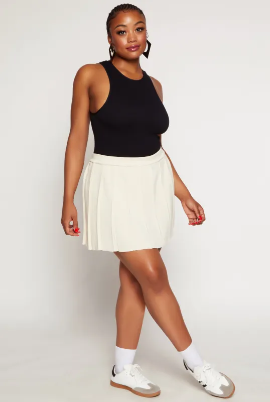 Plus Size Daisy Knit Pleated Mini Skort sold by Rainbow