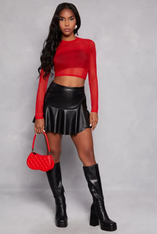 Faux Leather Asymmetrical Skort sold by Rainbow