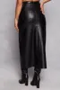 Faux Leather Slit Front Cargo Pocket Skirt sold by Rainbow