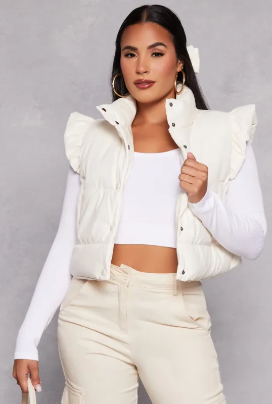 Almost Famous Faux Leather Puffer Vest sold by Rainbow