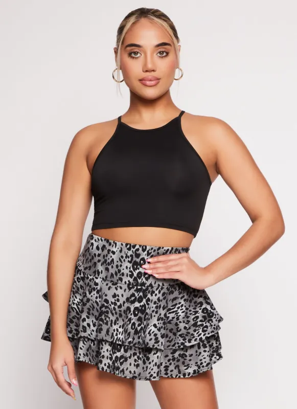 Animal Print Tiered Mini Skirt sold by Rainbow