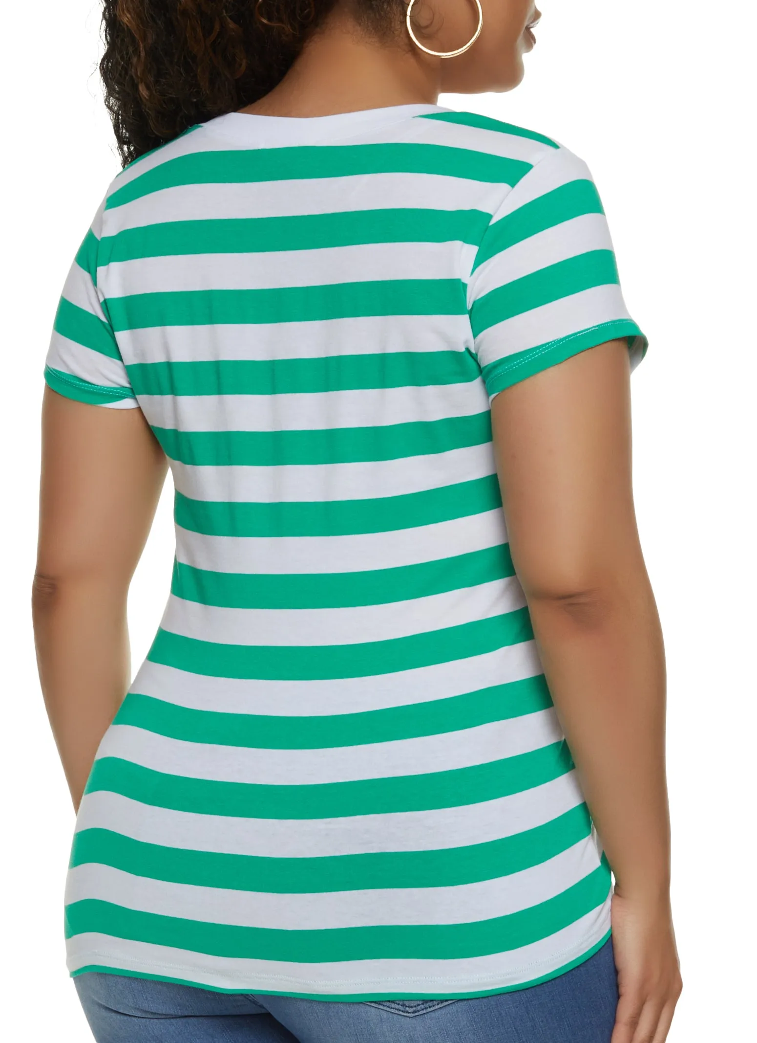Plus Size Striped Short Sleeve V Neck Tee sold by Rainbow product image thumbnail 2