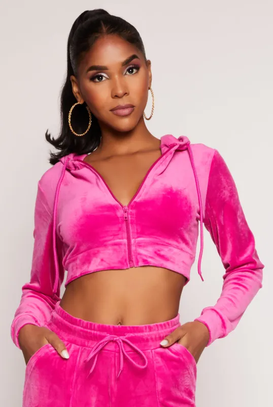 Velour Zip Front Hoodie sold by Rainbow