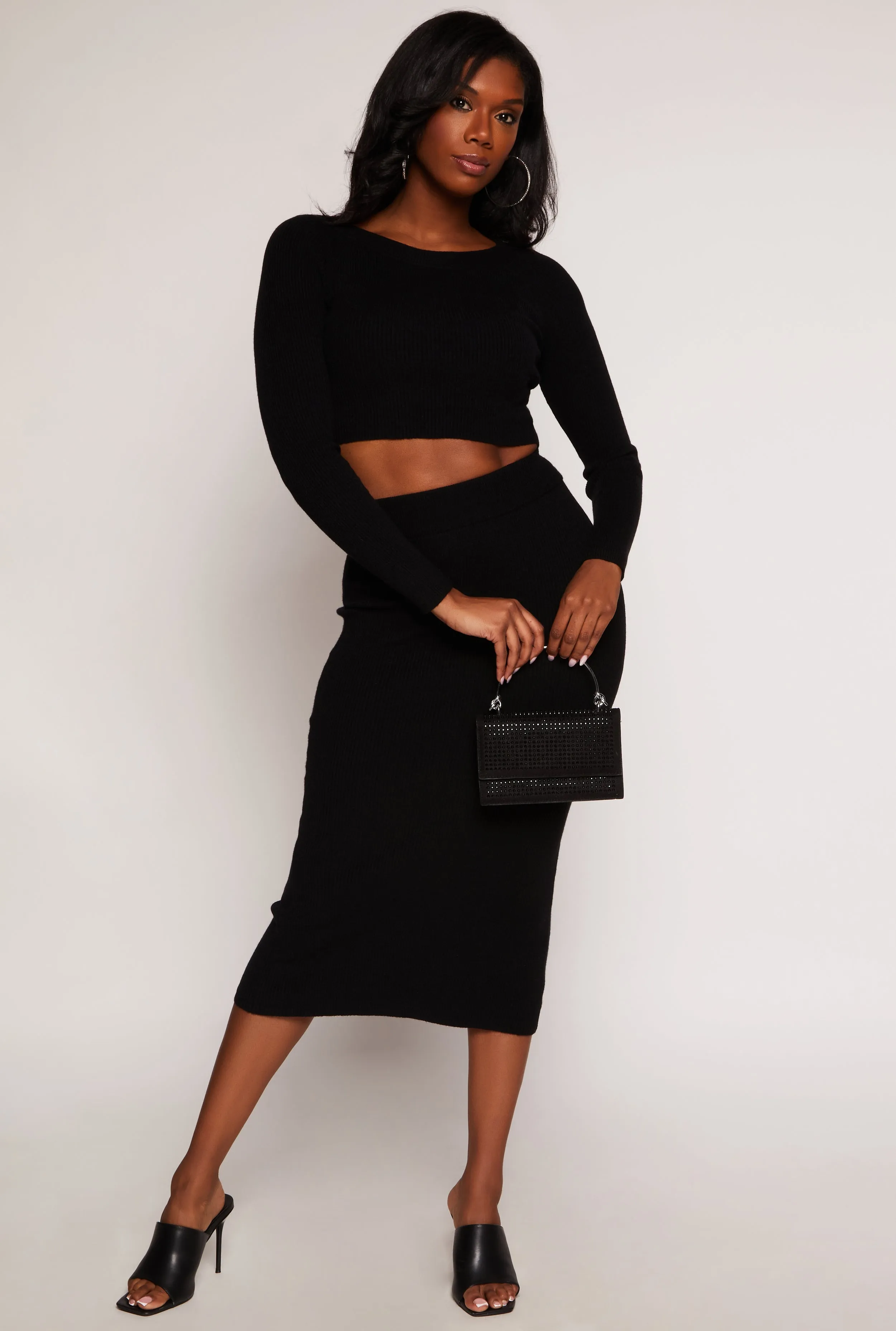 Rib Knit Cropped Crew Neck Sweater sold by Rainbow product image thumbnail 2