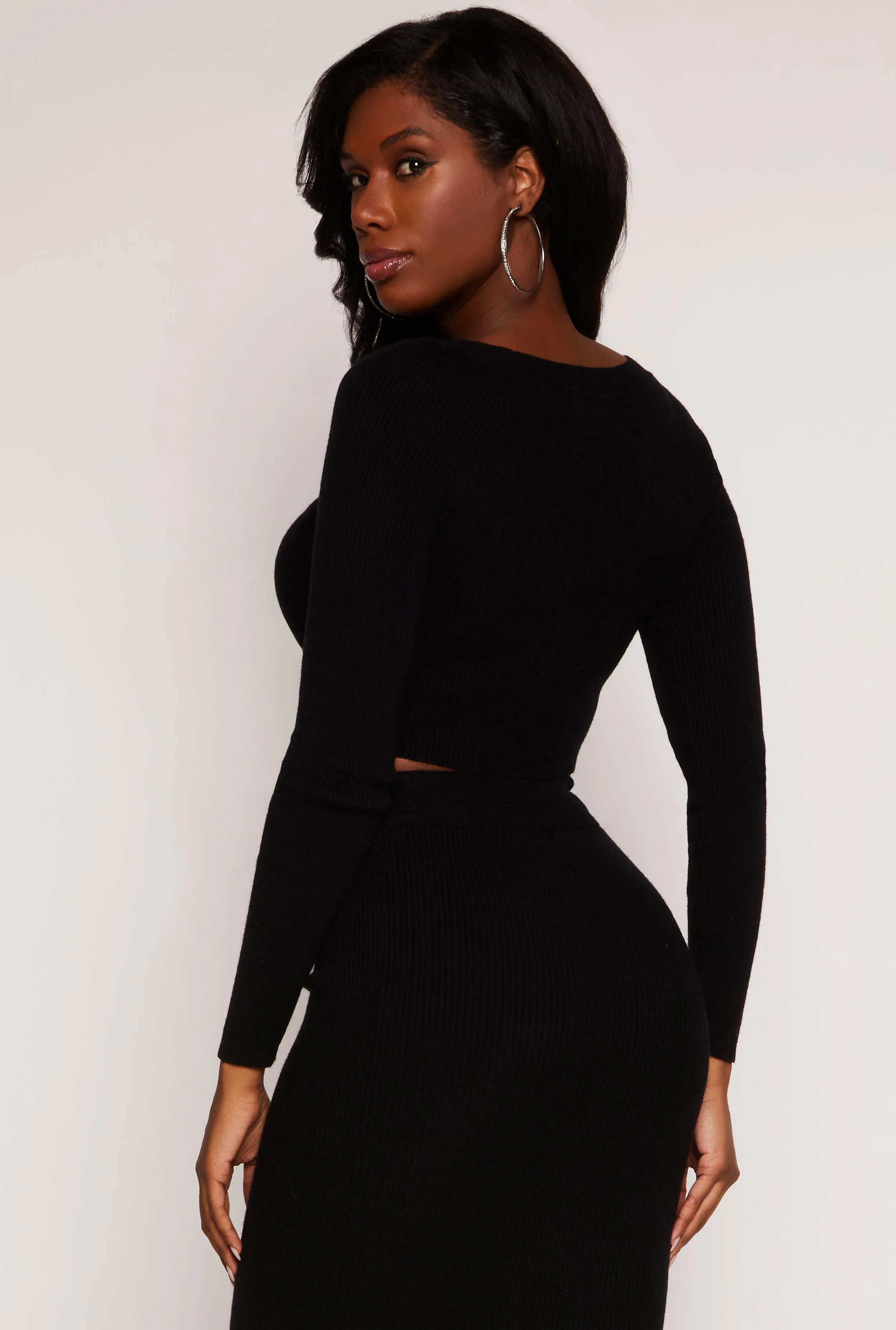 Rib Knit Cropped Crew Neck Sweater sold by Rainbow product image thumbnail 3