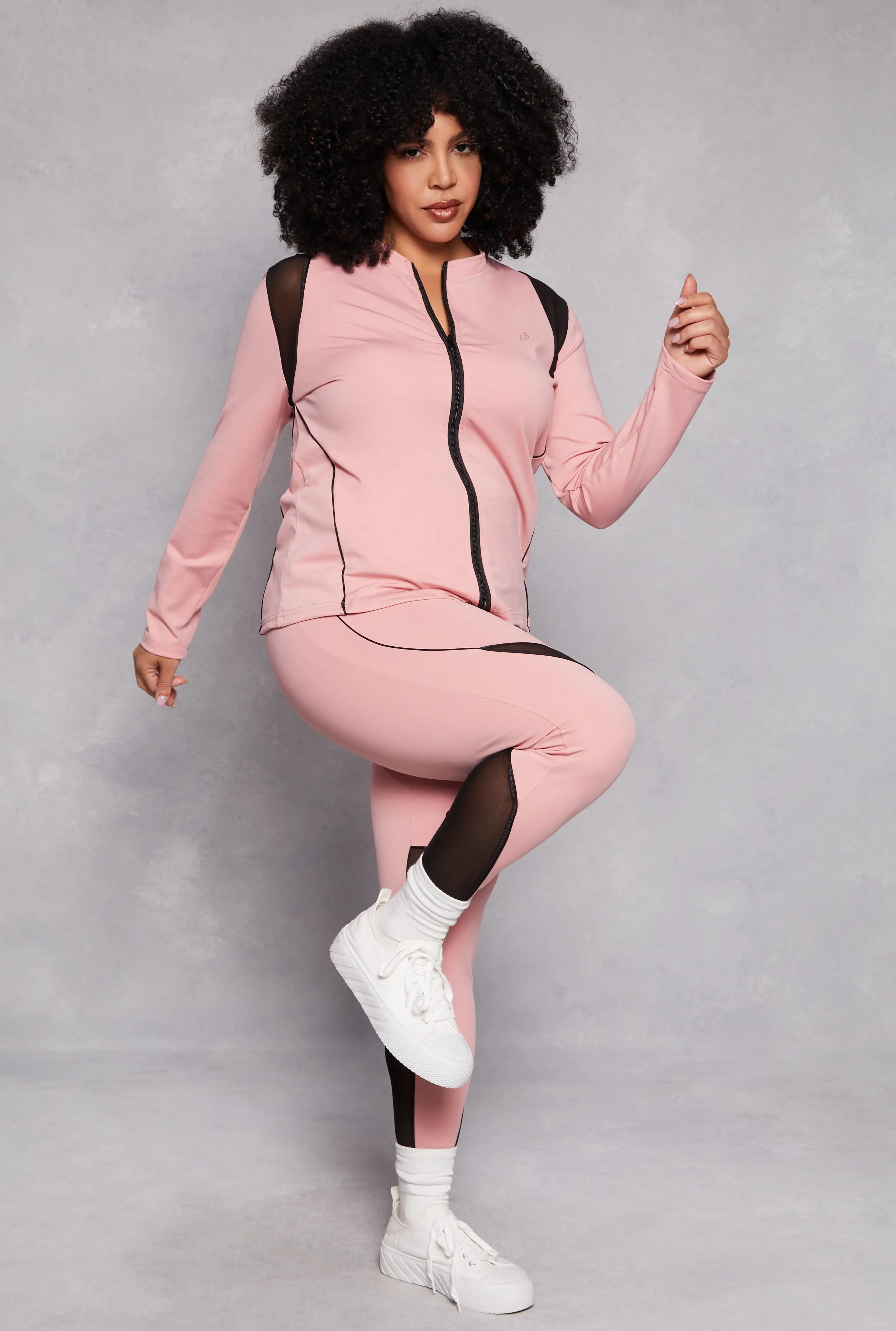 Plus Size Mesh Insert Active Leggings sold by Rainbow