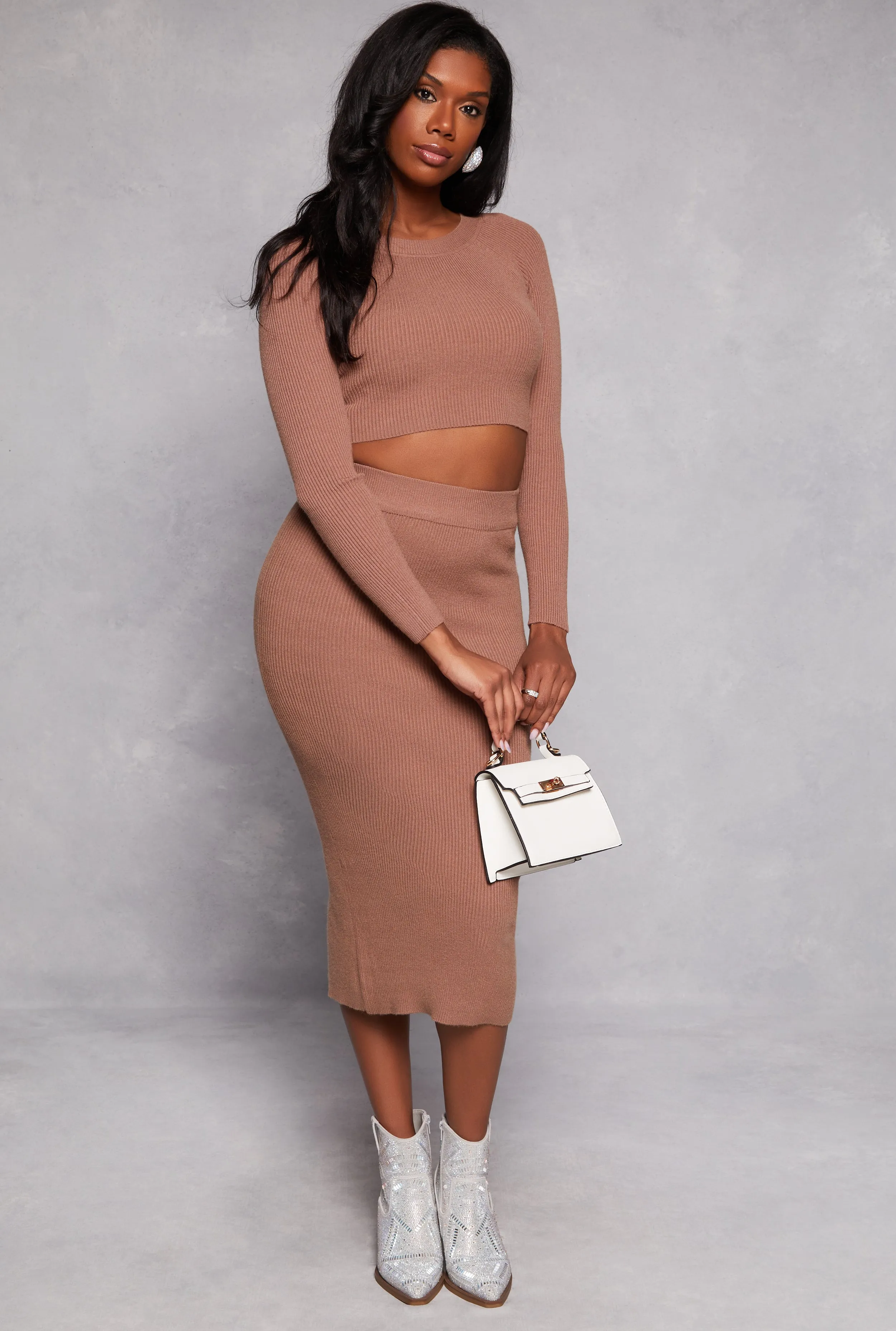 Rib Knit Cropped Crew Neck Sweater sold by Rainbow product image thumbnail 2