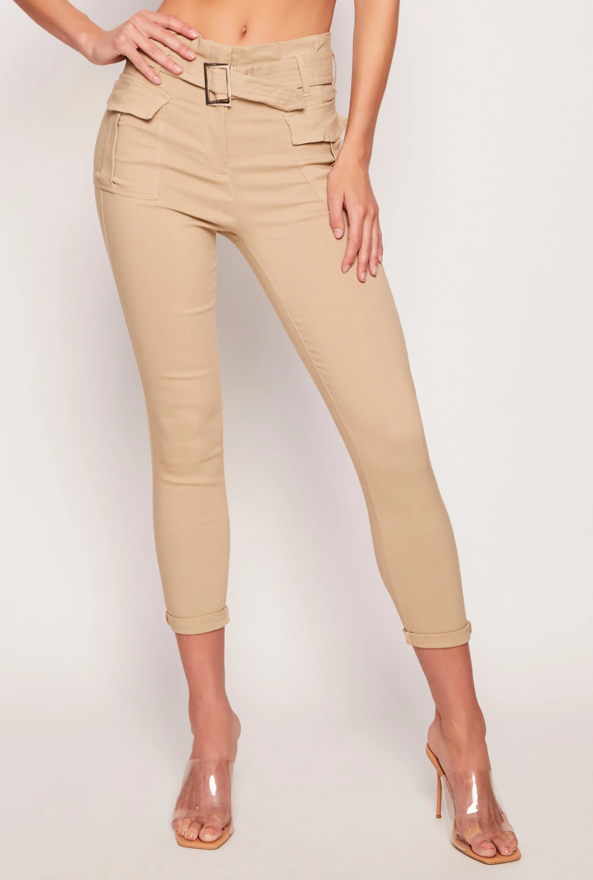 Belted Cropped Cargo Pocket Pants sold by Rainbow product image thumbnail 2