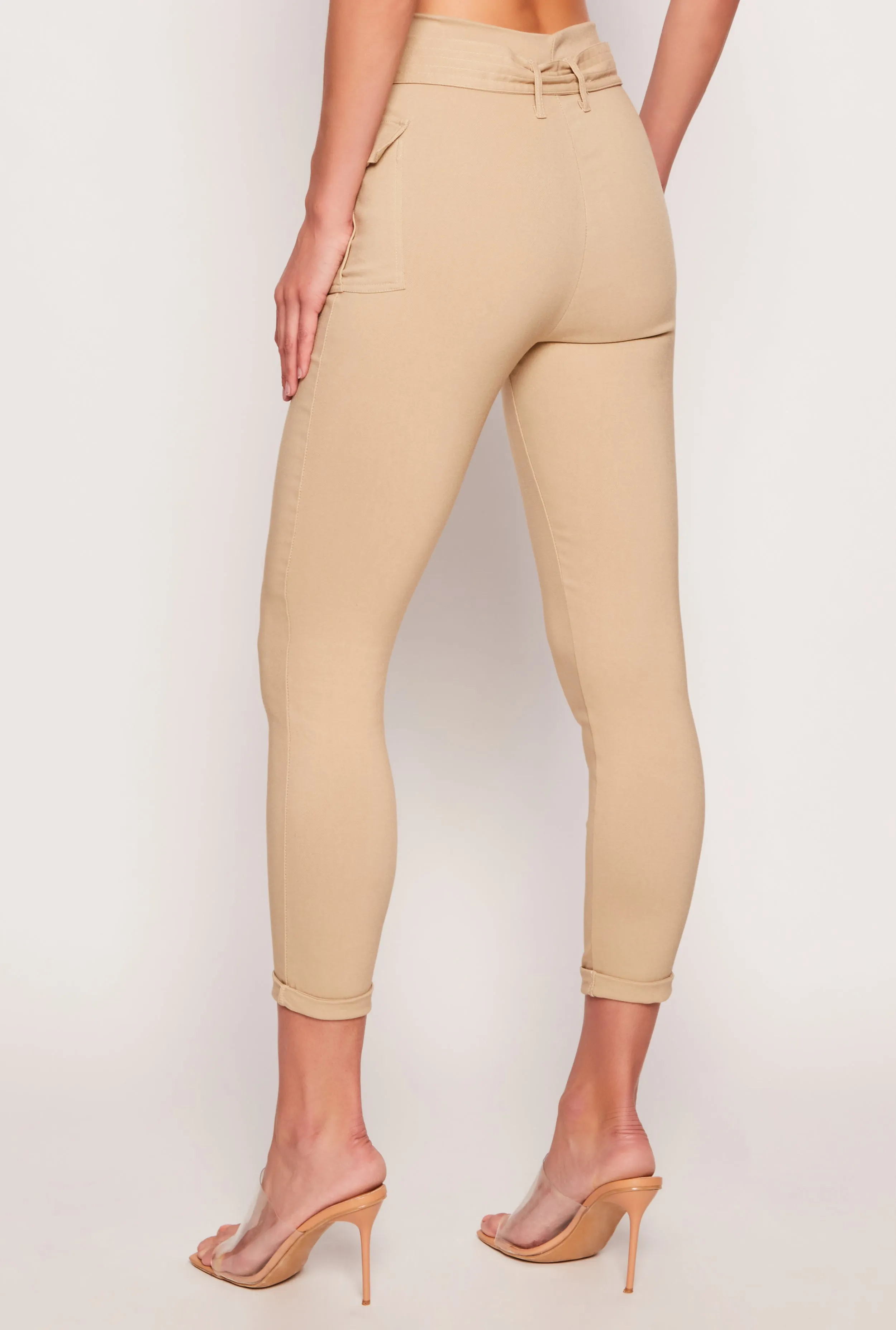 Belted Cropped Cargo Pocket Pants sold by Rainbow product image thumbnail 3