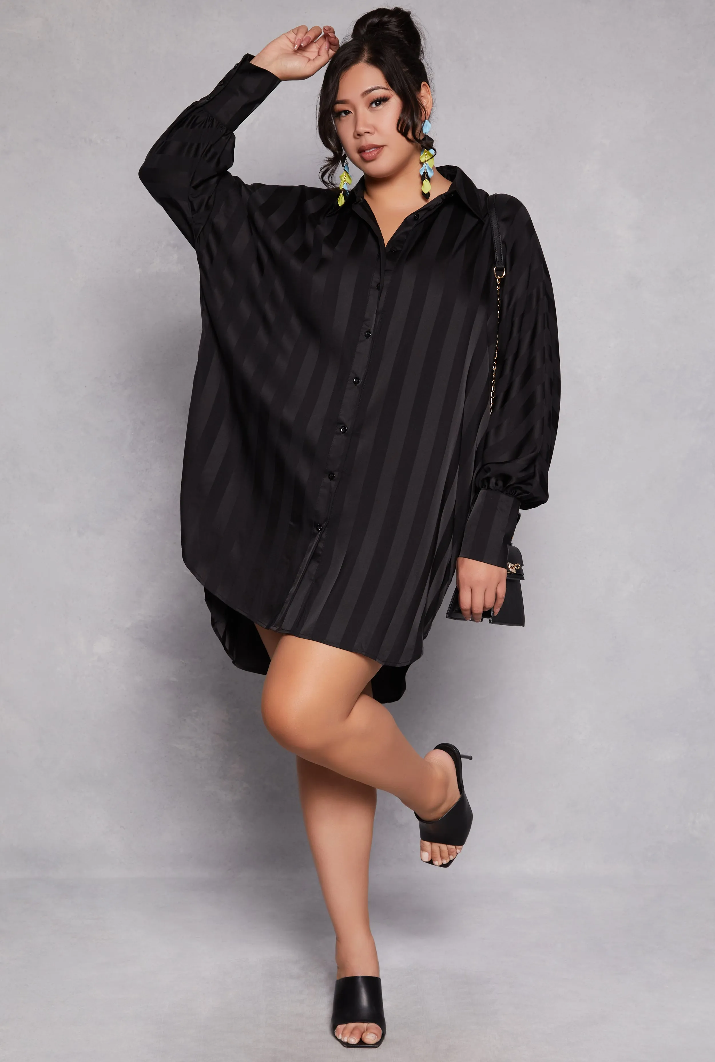 Plus Size Shadow Stripe Shirt Dress sold by Rainbow product image thumbnail 2