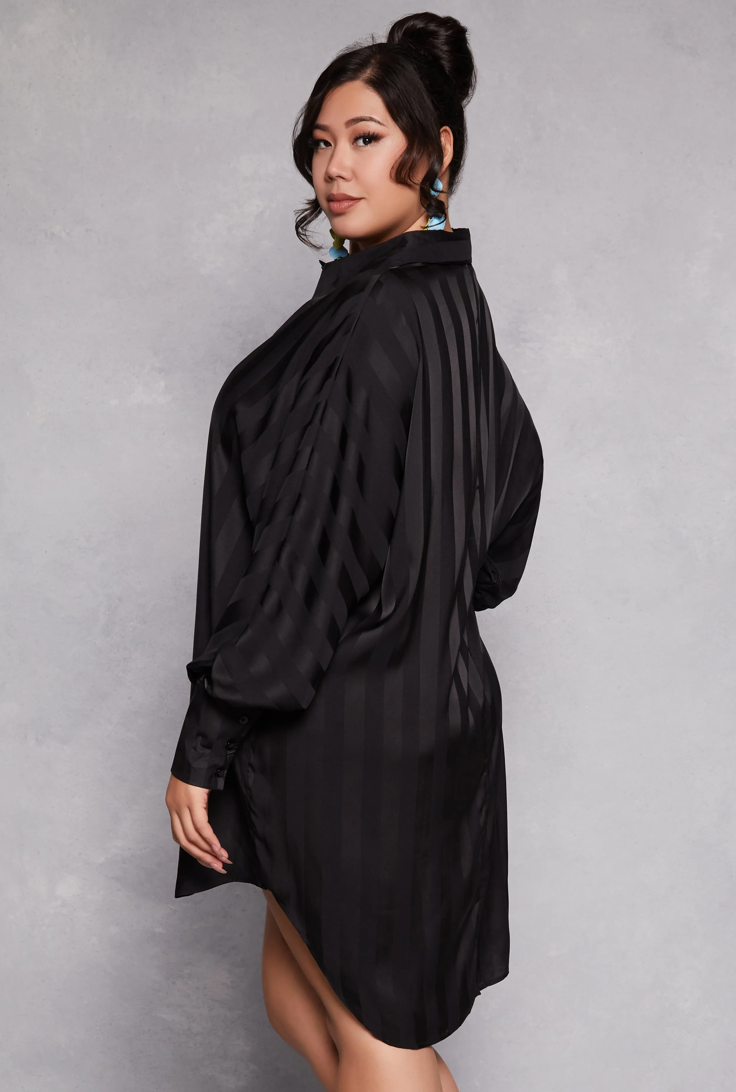 Plus Size Shadow Stripe Shirt Dress sold by Rainbow product image thumbnail 3