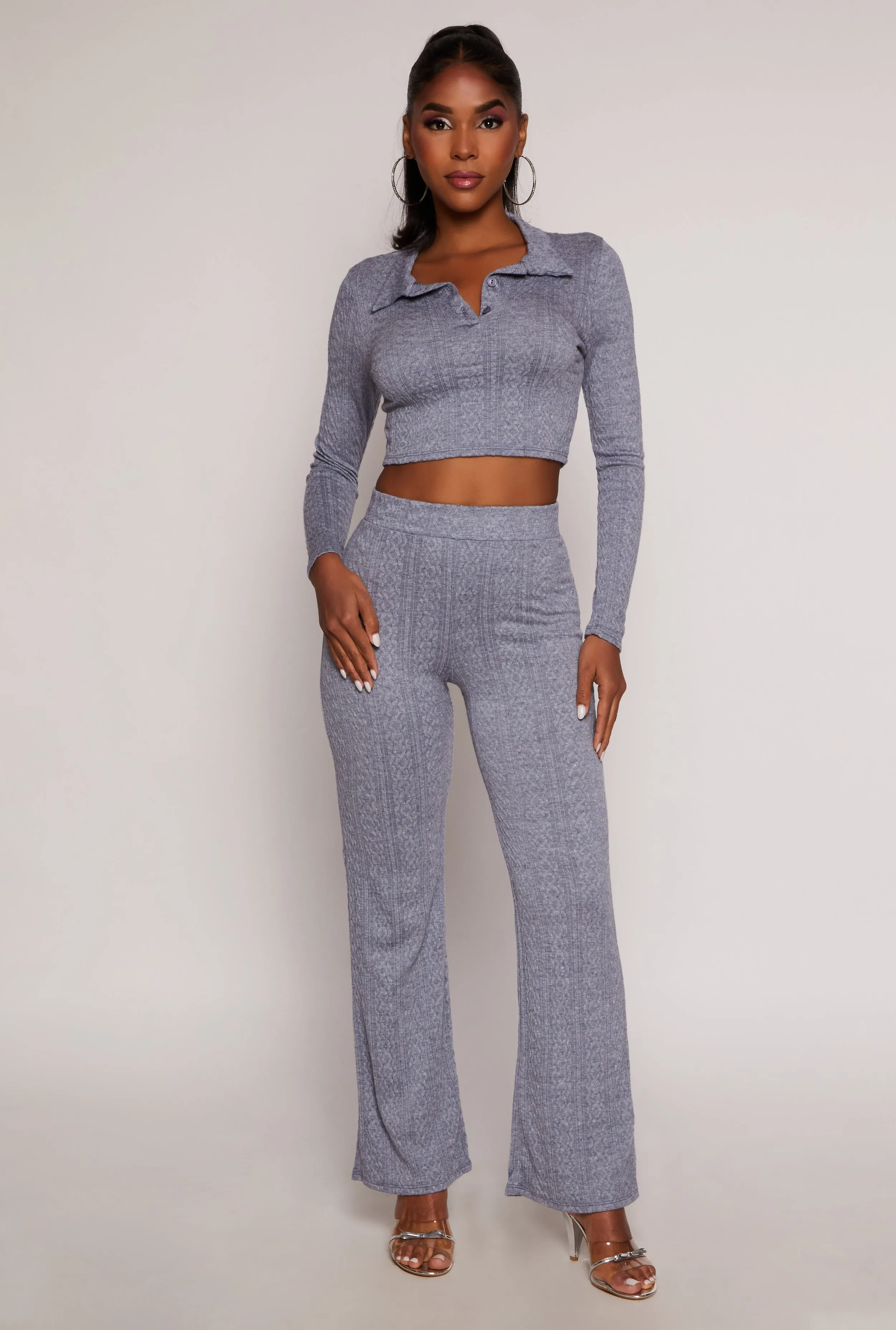 Textured Knit Wide Leg Pants sold by Rainbow